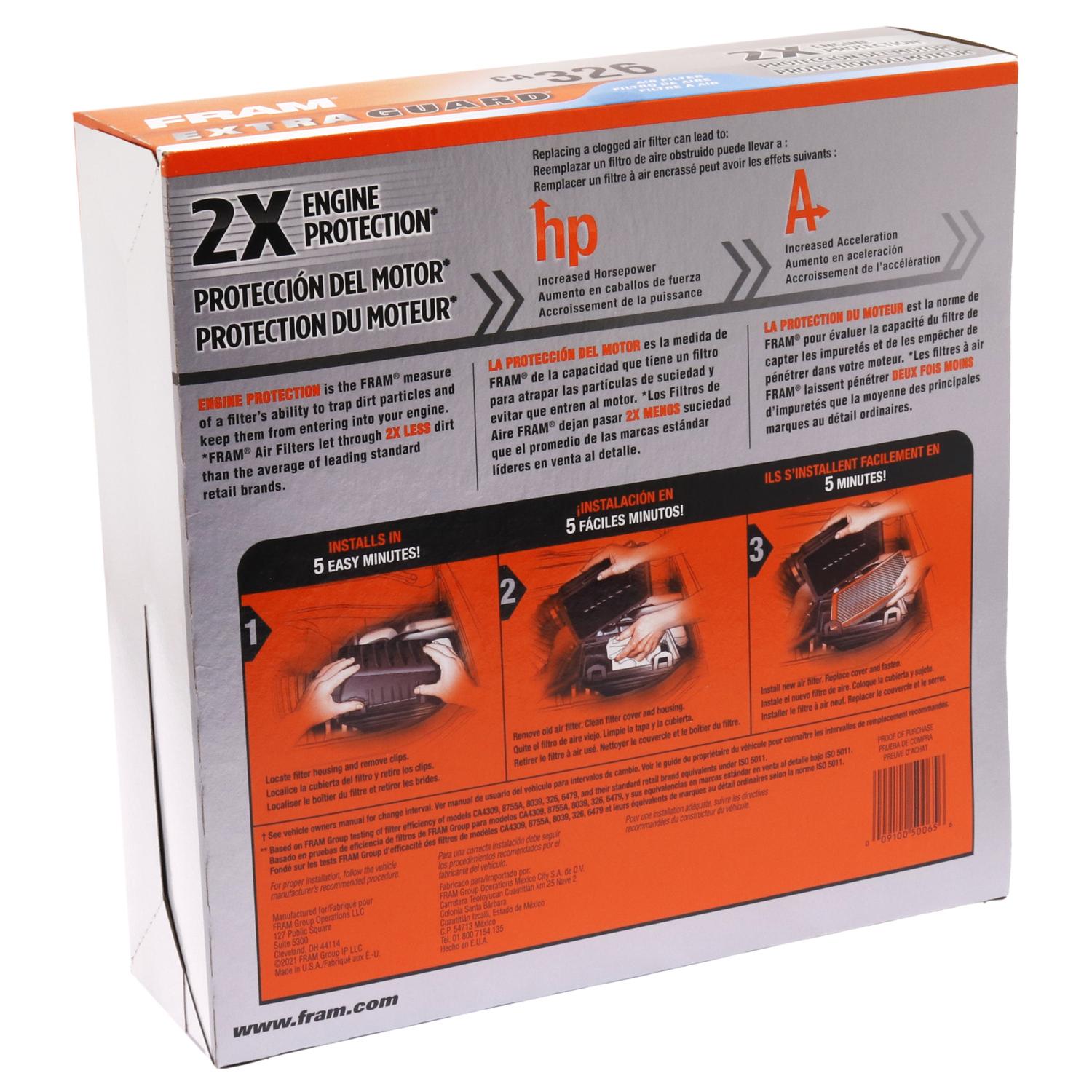 Fram CA326 Air Filter product image 3 of 4