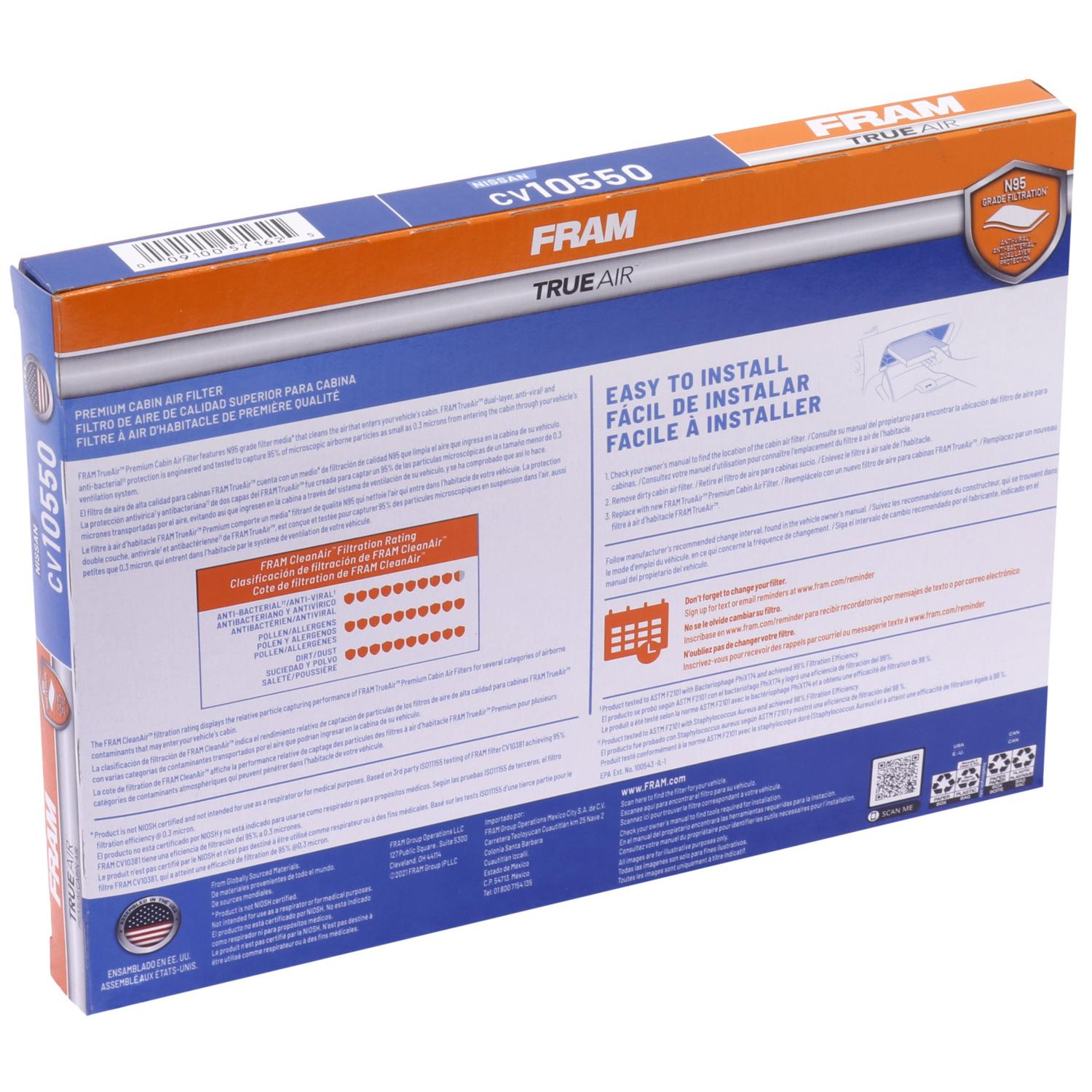 Fram CV10550 Cabin Air Filter product image 1 of 6