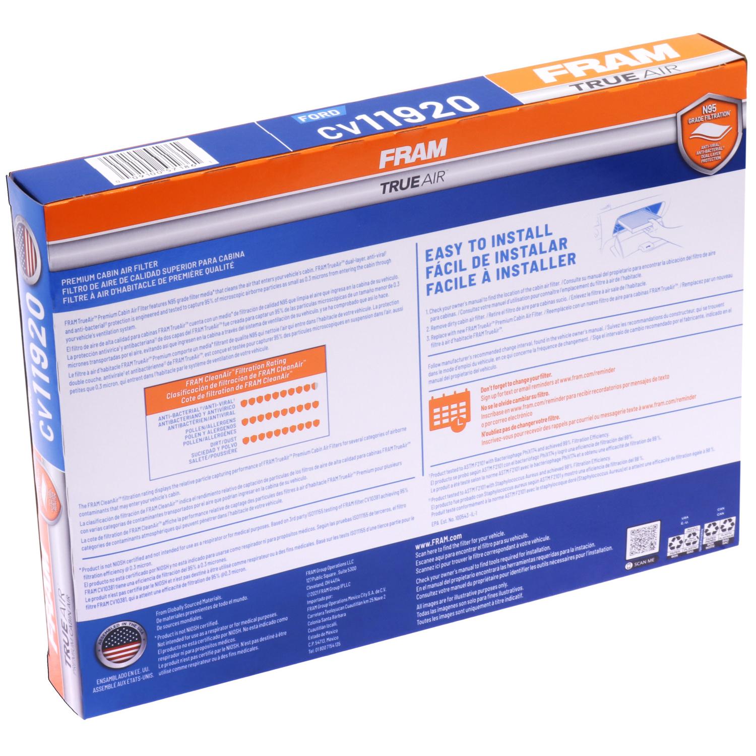 Fram CV11920 - Cabin Air Filter Fram CV11920 Cabin Air Filter product image 1 of 6