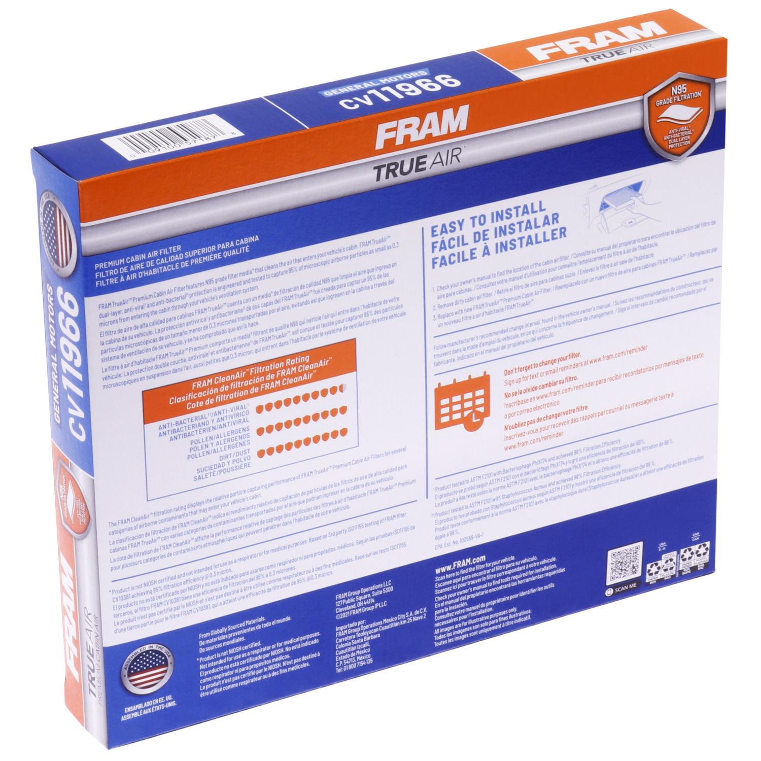 Fram CV11966 Cabin Air Filter product image 1 of 6