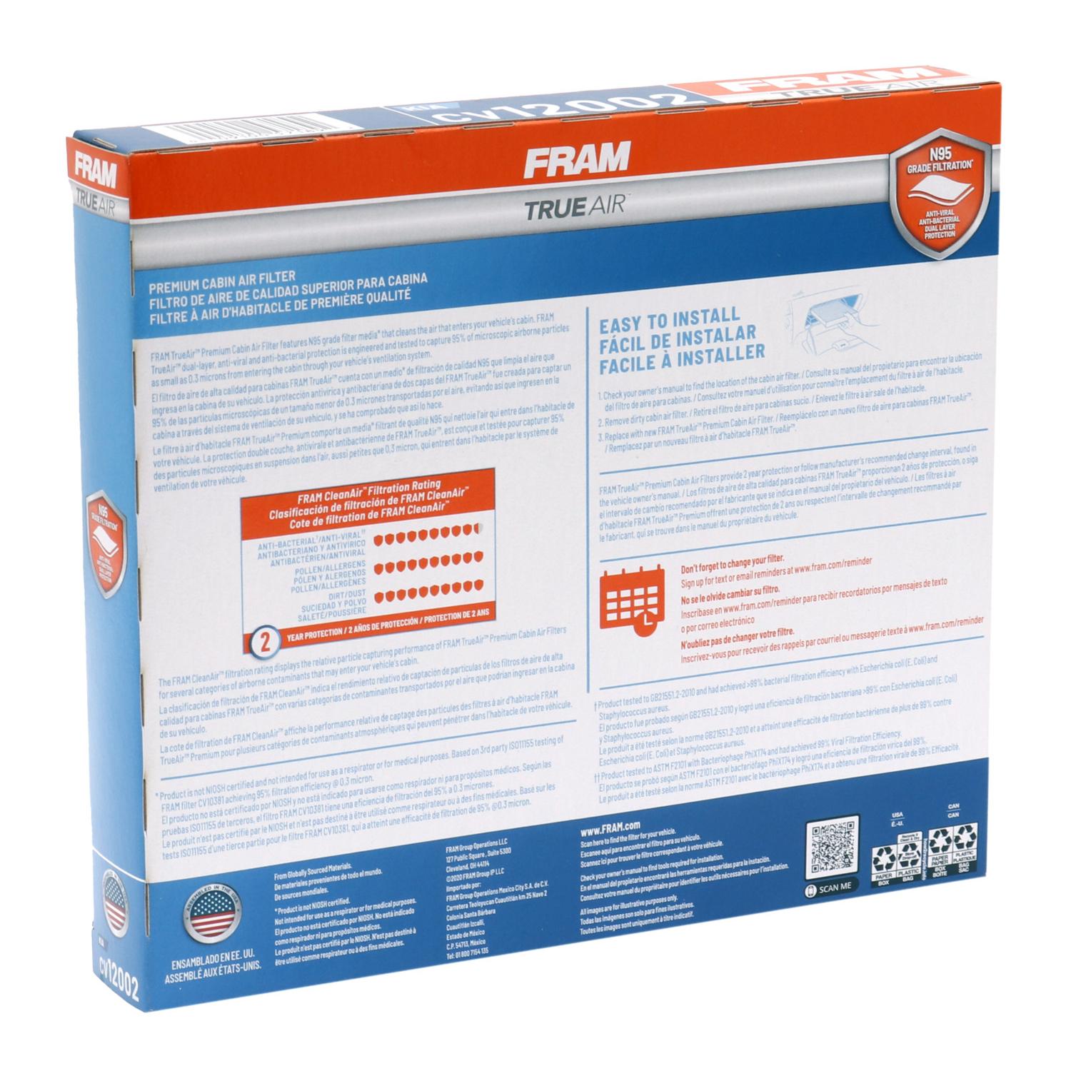 Fram CV12002 Cabin Air Filter product image 1 of 6