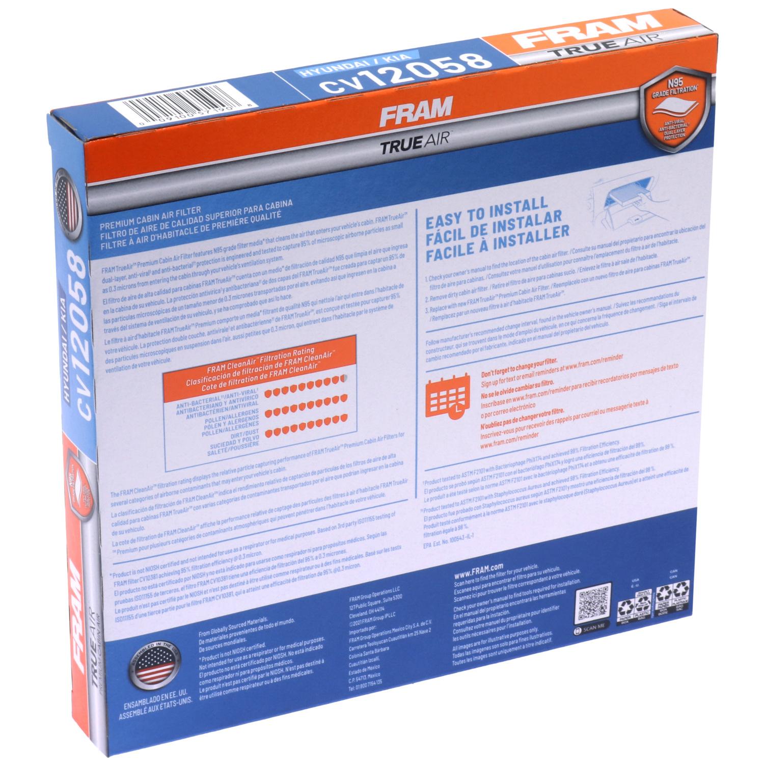 Fram CV12058 Cabin Air Filter product image 1 of 6