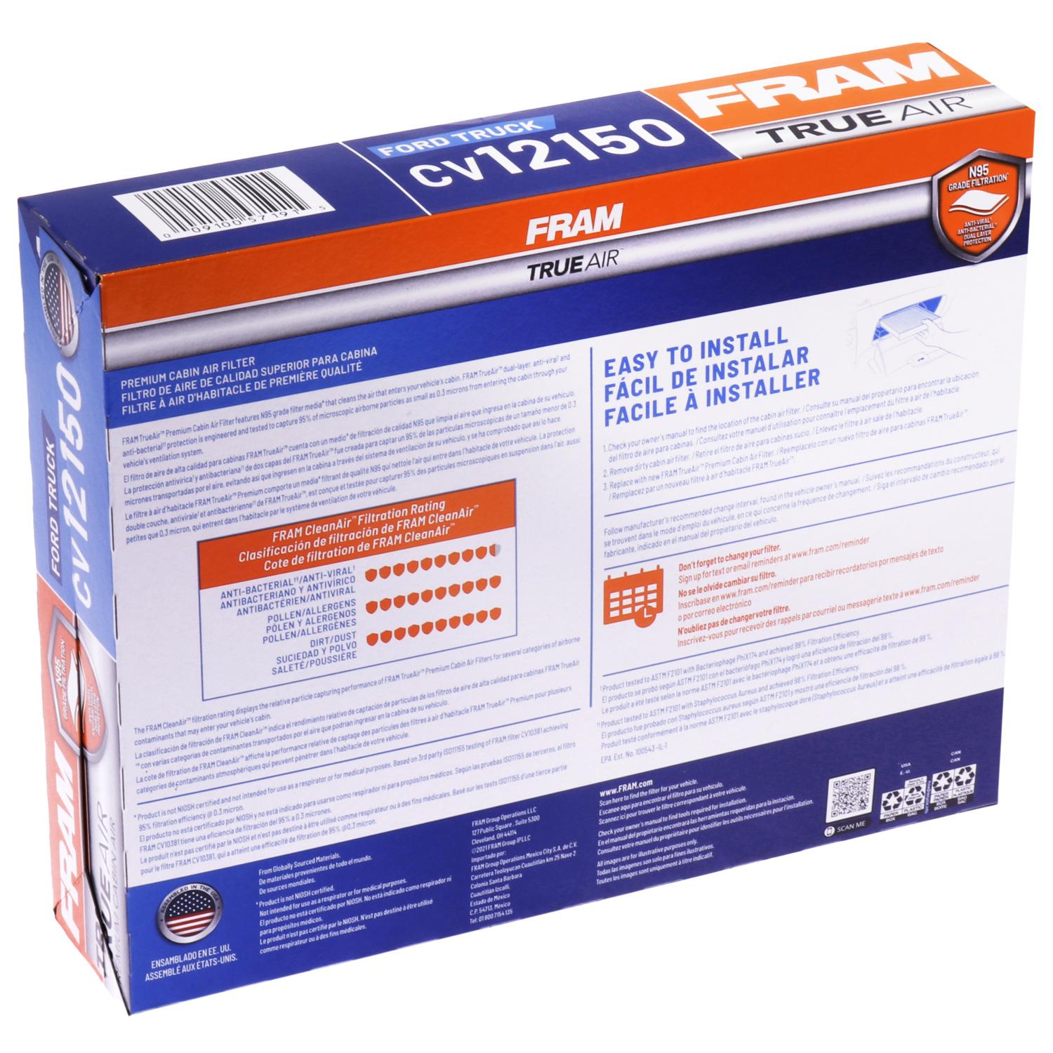 Fram CV12150 Cabin Air Filter product image 1 of 6