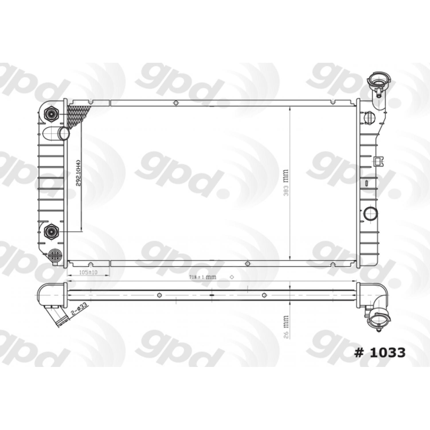Global Parts Distributors 1033 Radiator product image 1 of 1