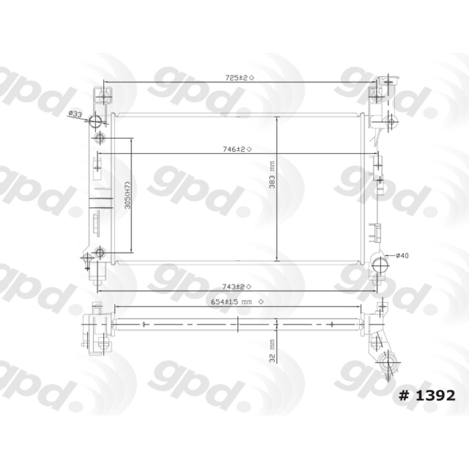 Global Parts Distributors 1392 Radiator product image 1 of 1