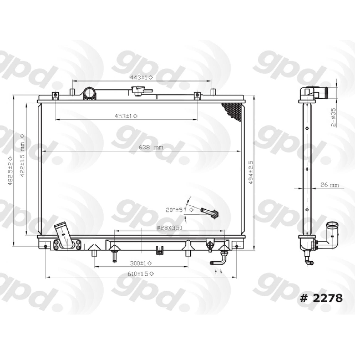 Global Parts Distributors 2278C Radiator product image 1 of 1
