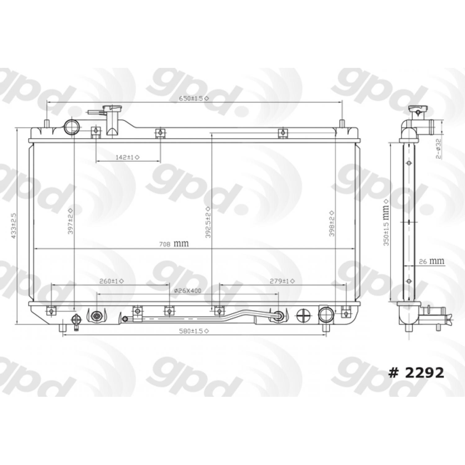Global Parts Distributors 2292C Radiator product image 1 of 1
