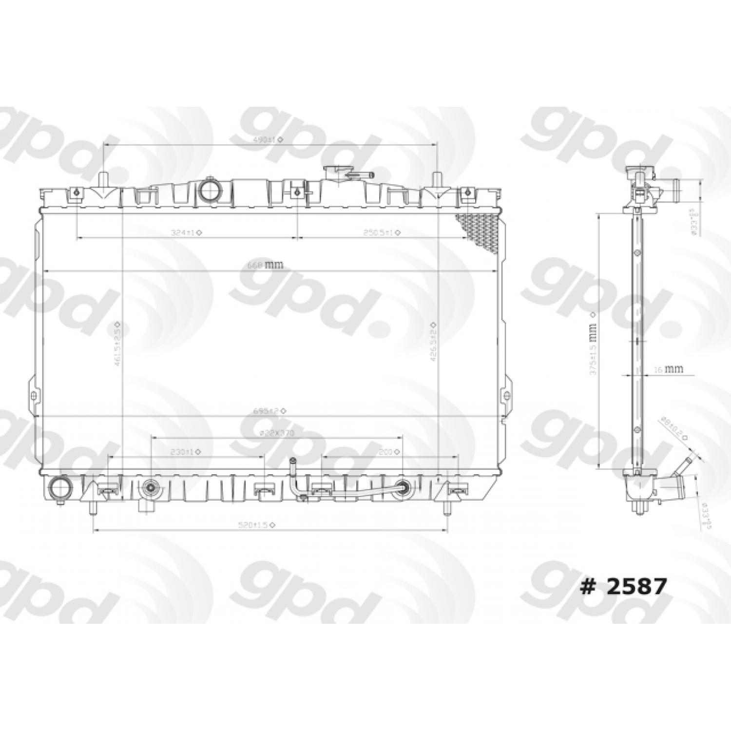 Global Parts Distributors 2587 Radiator product image 1 of 1