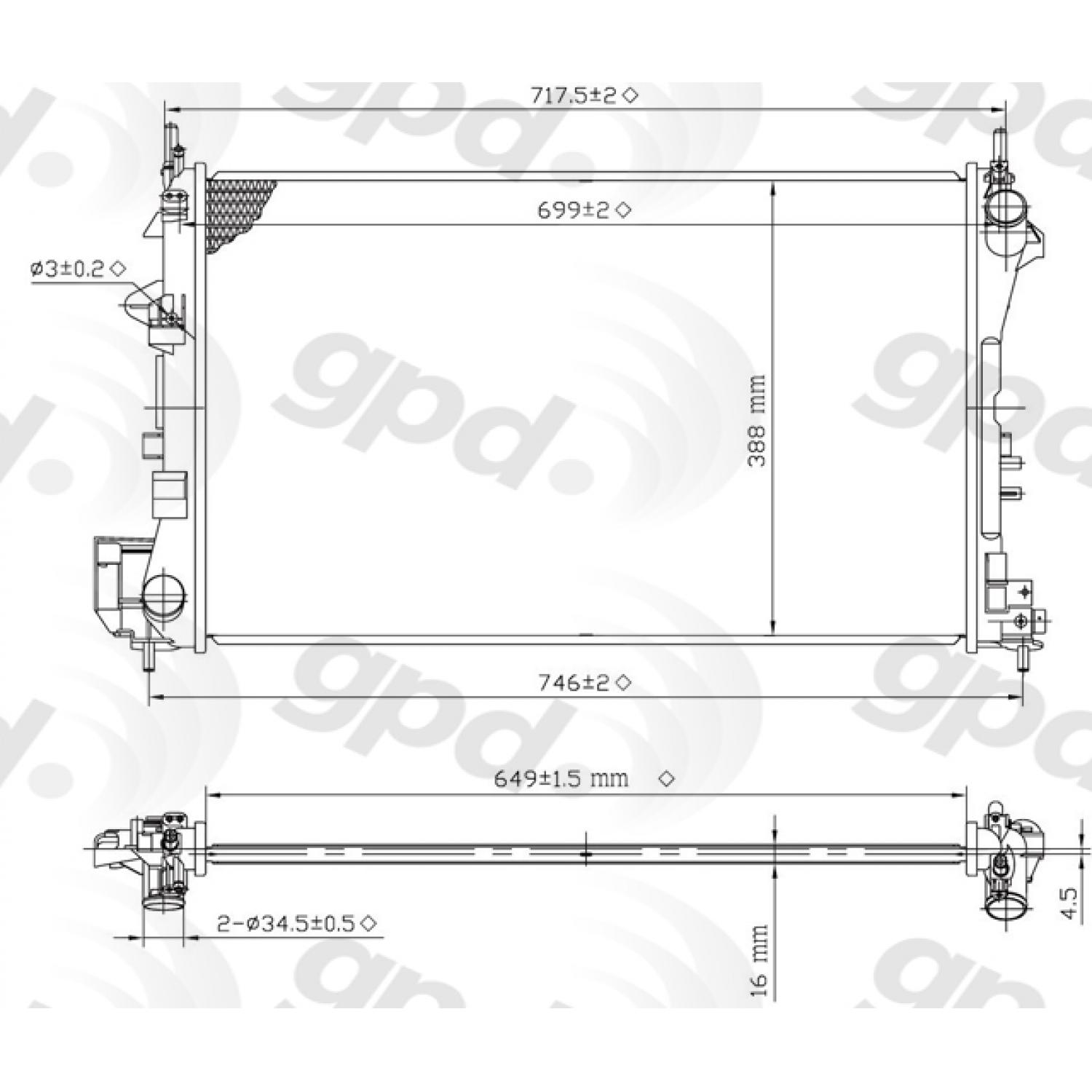 Global Parts Distributors 2913 Radiator product image 1 of 1