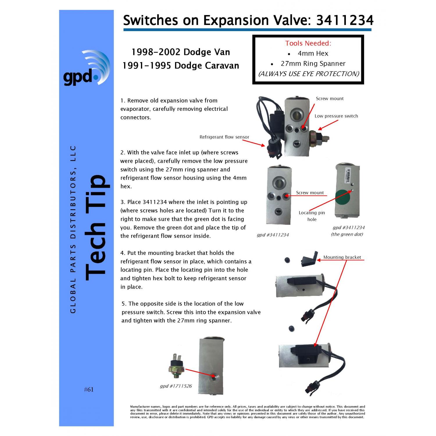 Global Parts Distributors 3411234 A/C Expansion Valve product image 3 of 3