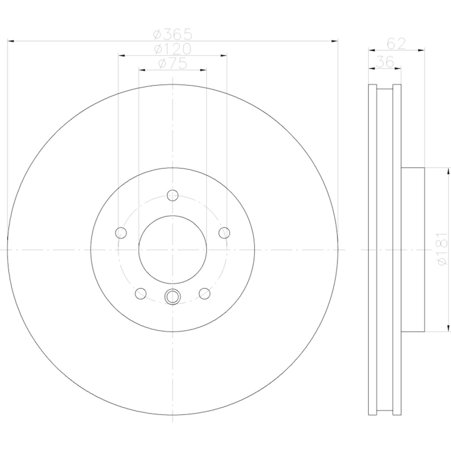 Hella Pagid 355122912 Disc Brake Rotor product image 5 of 6