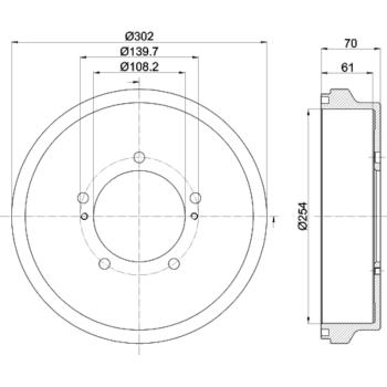 Hella Pagid 355302721 - Brake Drum Hella Pagid 355302721 Brake Drum product image 3 of 4