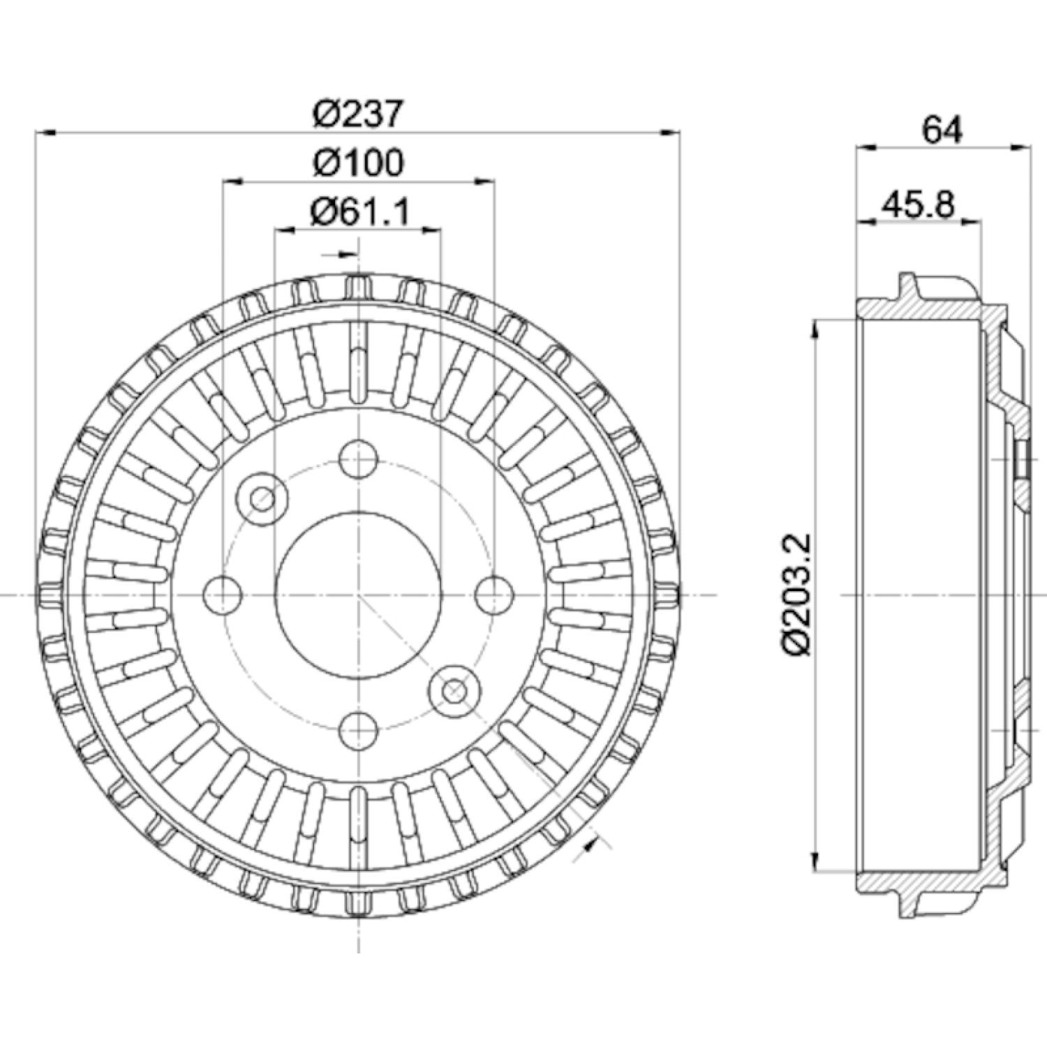 Hella Pagid 355303261 Brake Drum product image 3 of 4