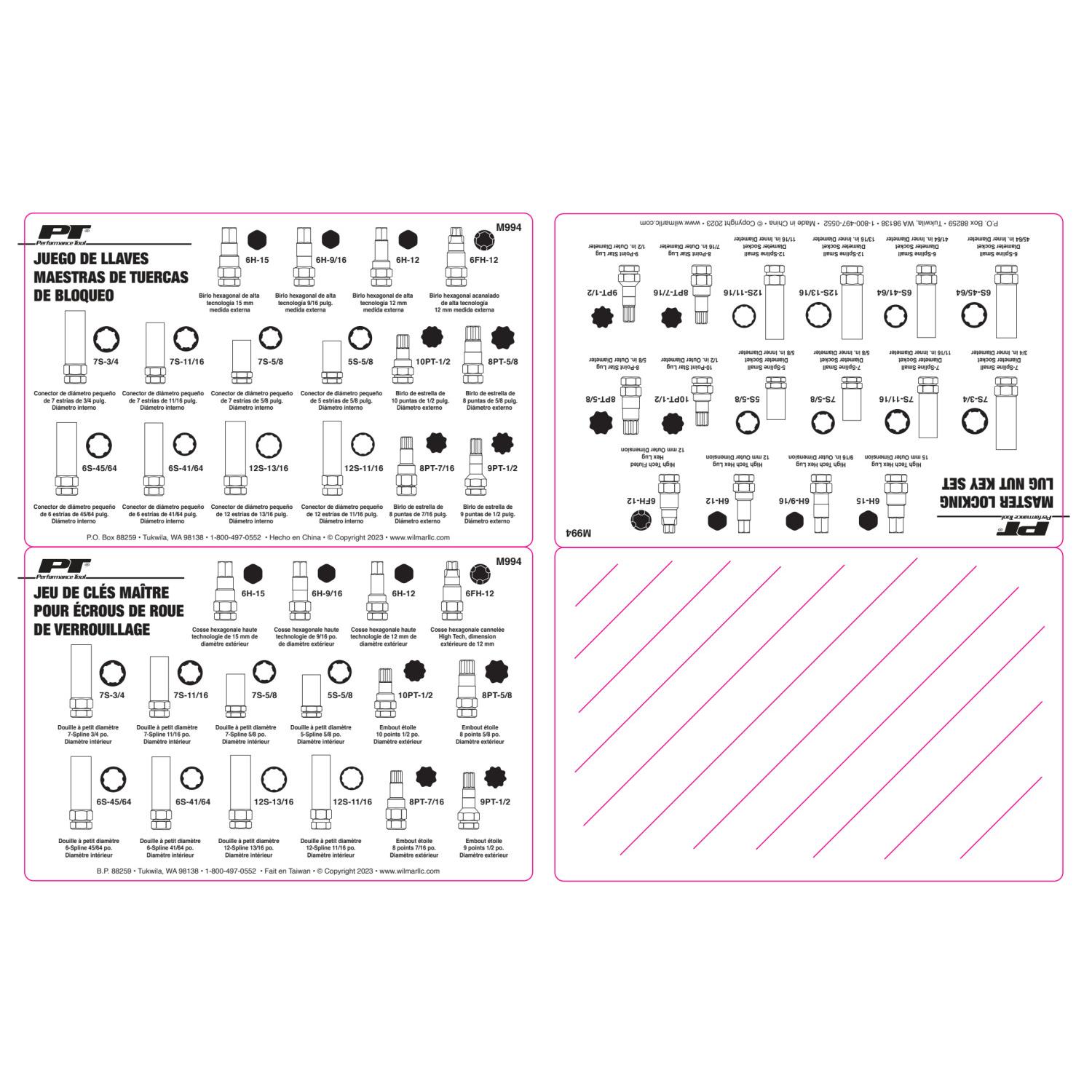 Performance Tool M994 Locking Lug Nut Master Key Set product image 2 of 11