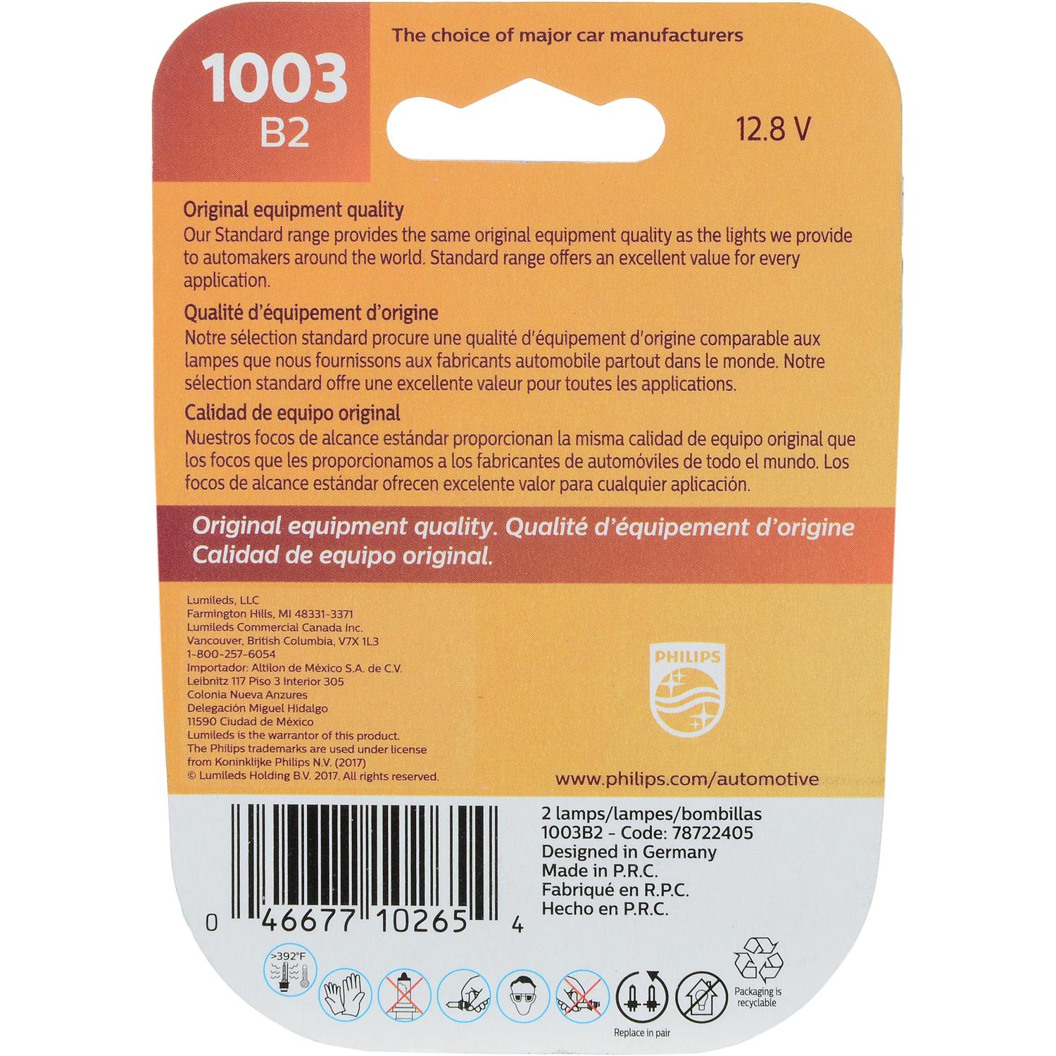 Philips 1003B2 - Center High Mount Stop Light Bulb Philips 1003B2 Back Up Light Bulb product image 6 of 10