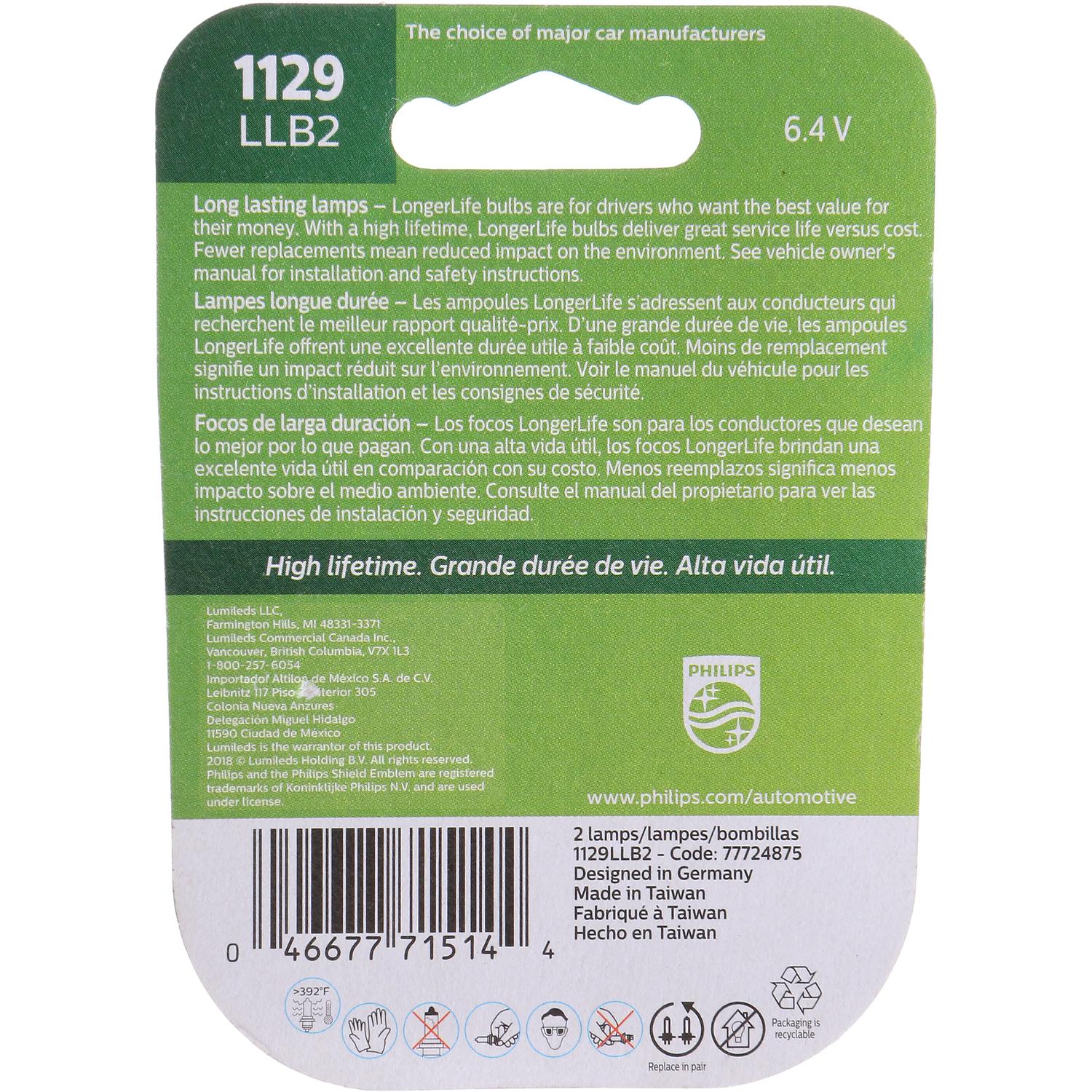 Philips 1129LLB2 - Turn Signal Light Bulb Philips 1129LLB2 Back Up Light Bulb product image 6 of 10