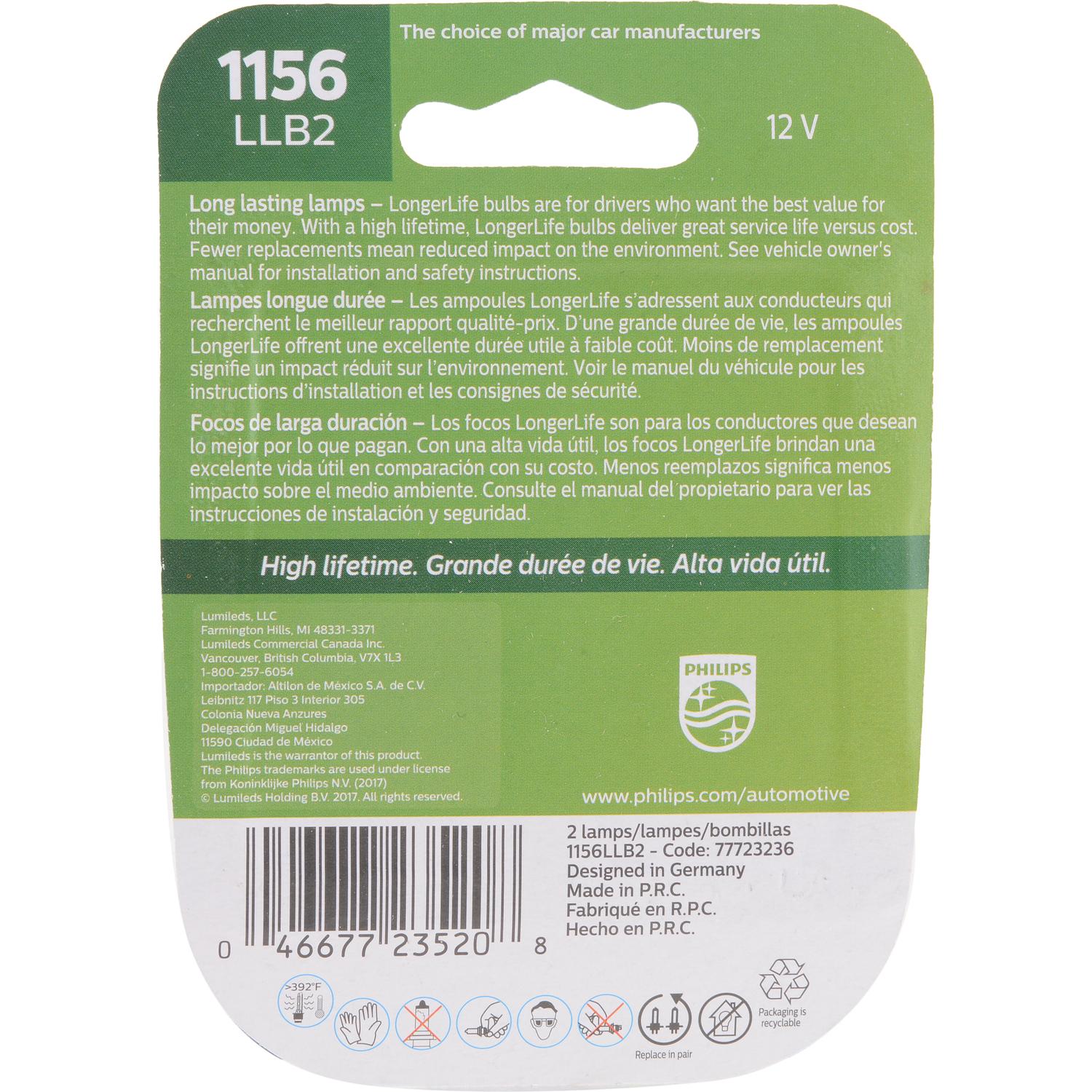 Philips 1156LLB2 - Center High Mount Stop Light Bulb Philips 1156LLB2 Back Up Light Bulb product image 6 of 10