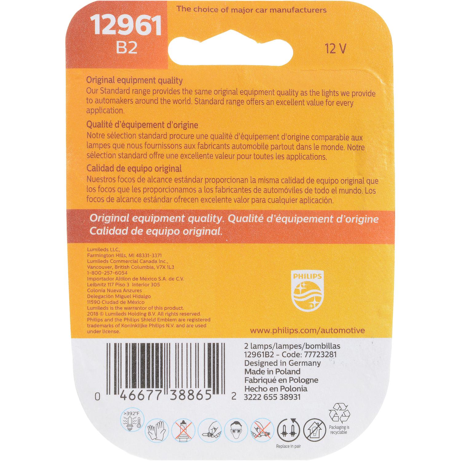 Philips 12961B2 - Multi Purpose Light Bulb Philips 12961B2 Back Up Light Bulb product image 6 of 10