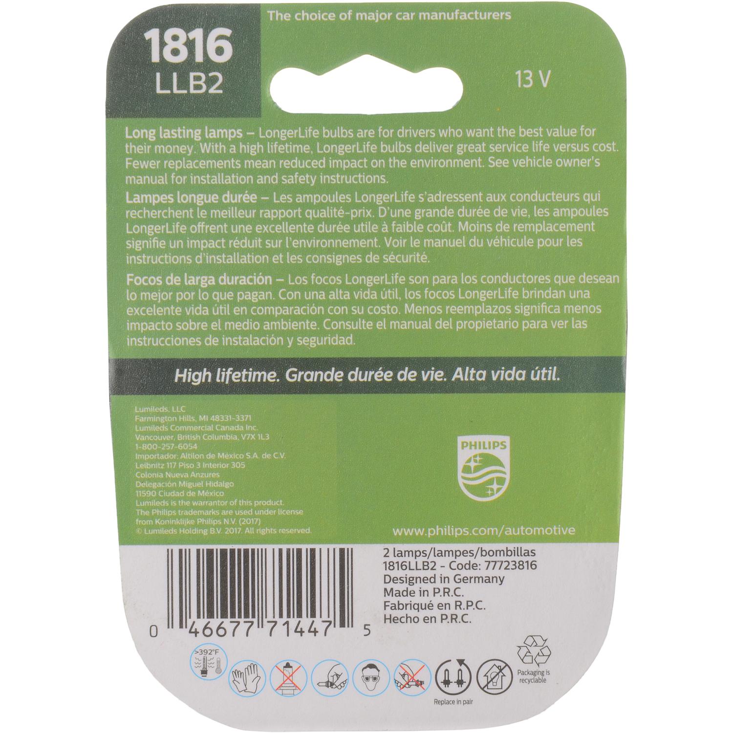 Philips 1816LLB2 - Instrument Panel Light Bulb Philips 1816LLB2 Ash Tray Light Bulb product image 6 of 10