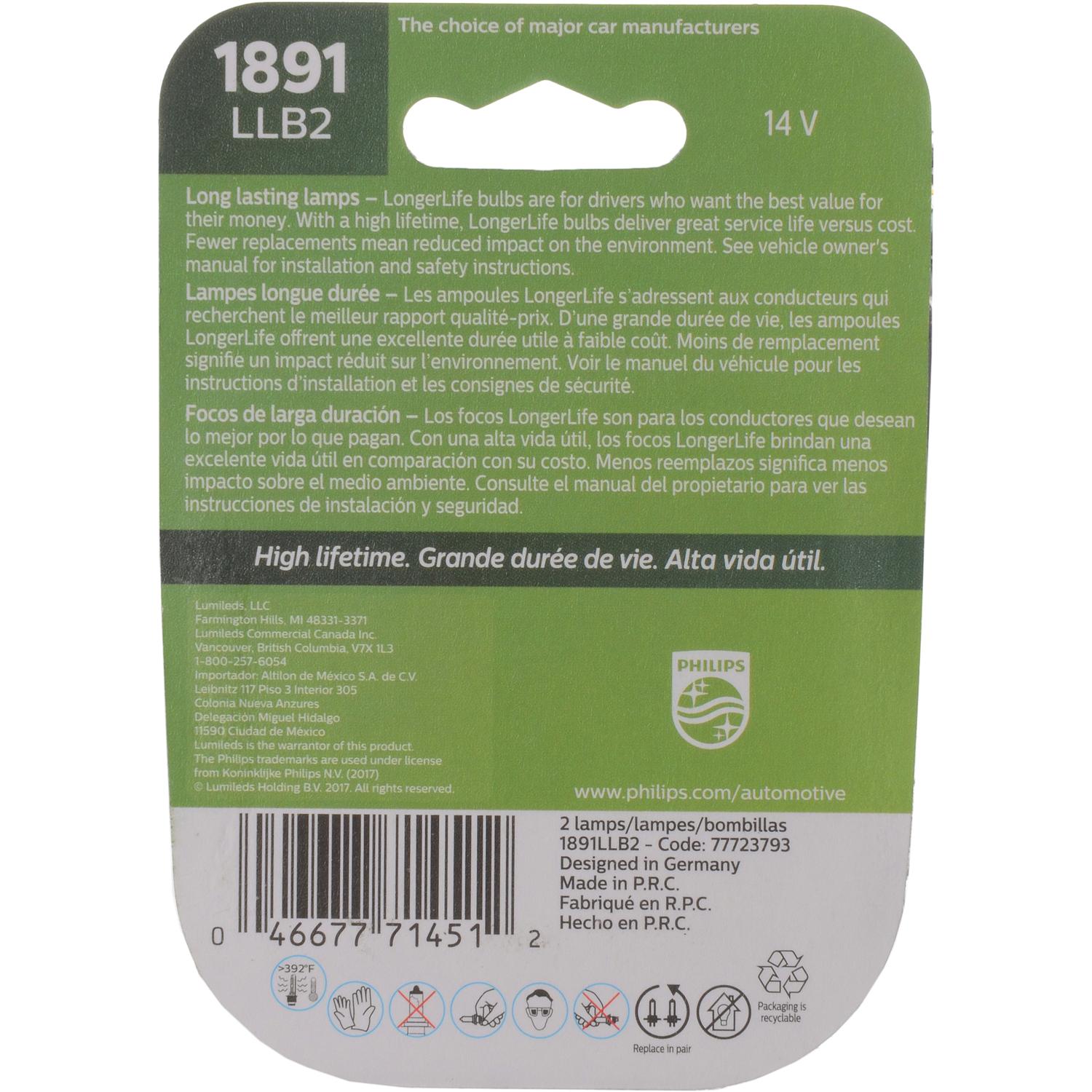 Philips 1891LLB2 - Instrument Panel Light Bulb Philips 1891LLB2 Ash Tray Light Bulb product image 6 of 10