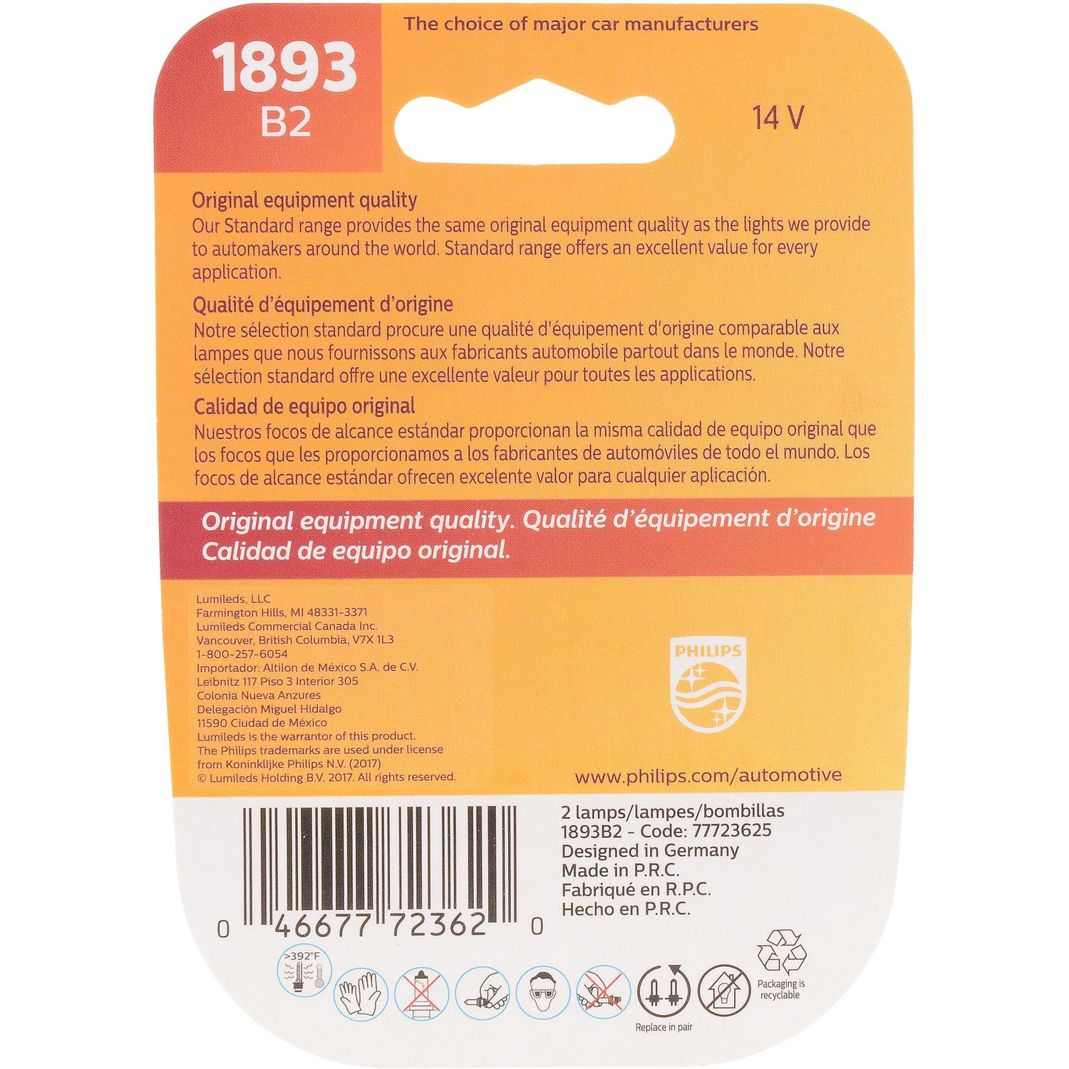 Philips 1893B2 - Instrument Panel Light Bulb Philips 1893B2 Ash Tray Light Bulb product image 6 of 10