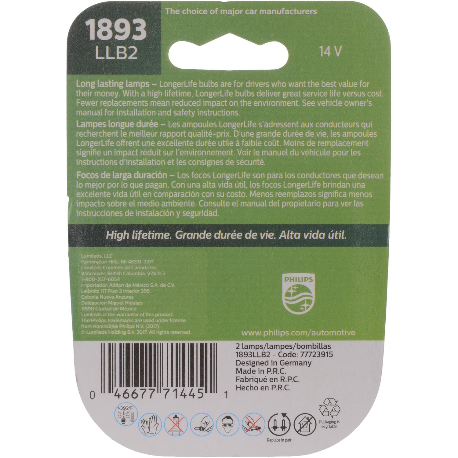 Philips 1893LLB2 - Instrument Panel Light Bulb Philips 1893LLB2 Ash Tray Light Bulb product image 6 of 10