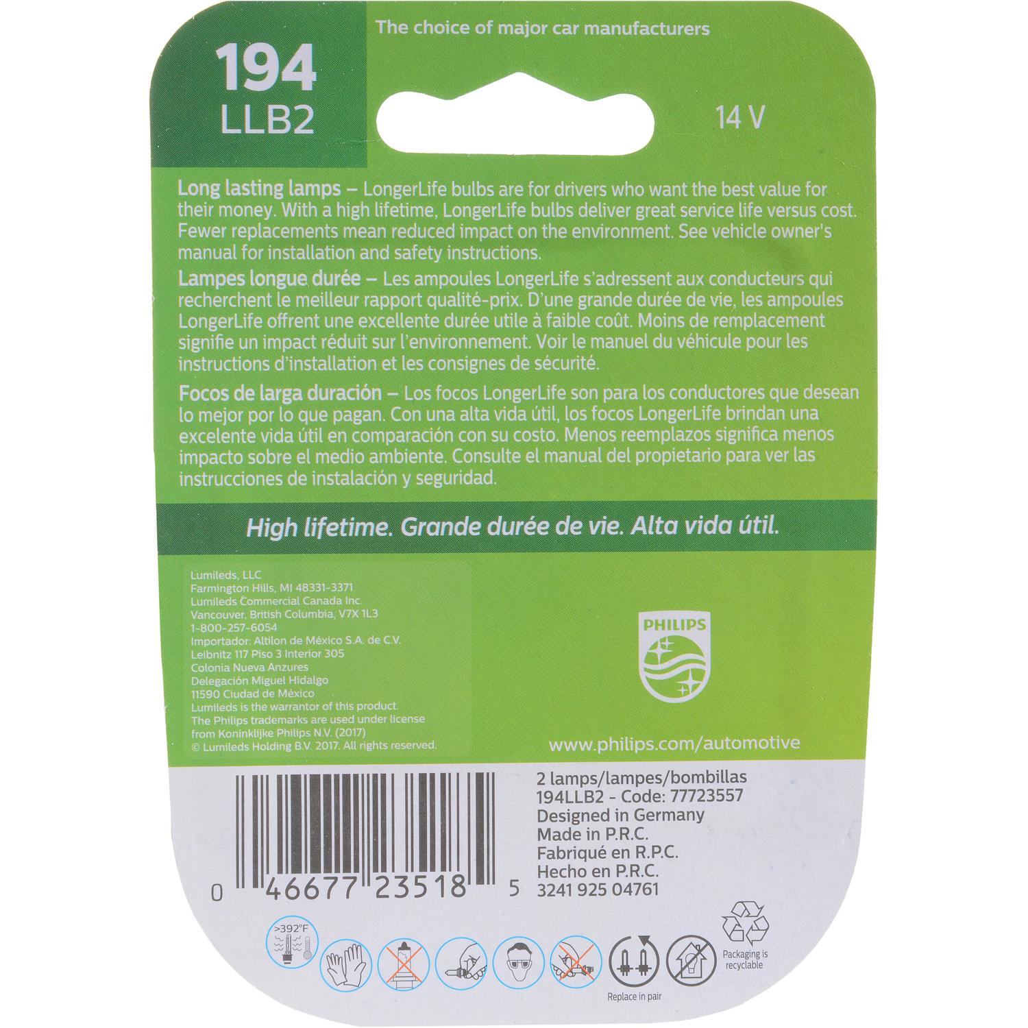 Philips 194LLB2 - Multi Purpose Light Bulb Philips 194LLB2 Ash Tray Light Bulb product image 6 of 10