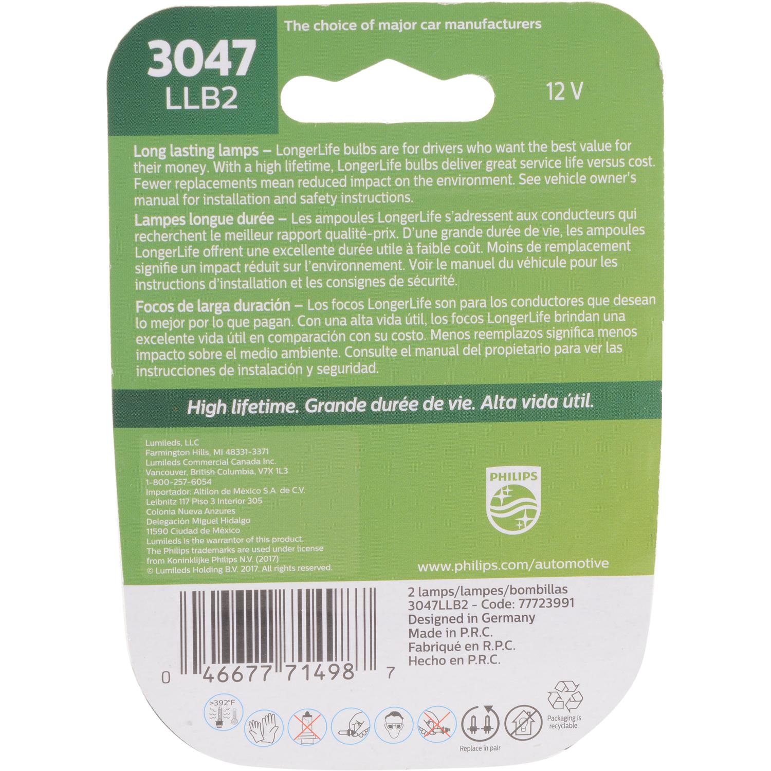 Philips 3047LLB2 - Turn Signal Light Bulb Philips 3047LLB2 Back Up Light Bulb product image 6 of 10
