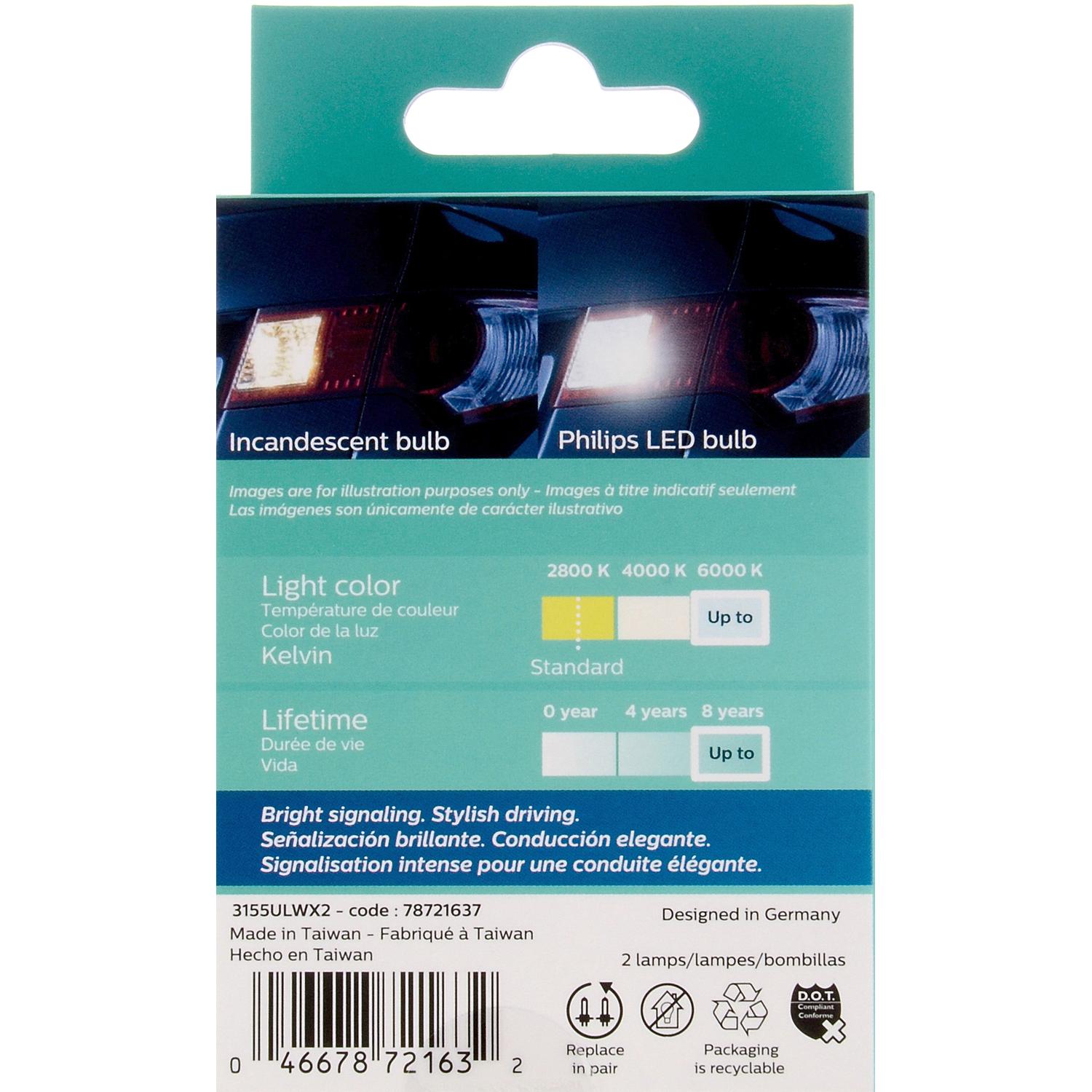 Philips 3155WLED - Multi Purpose Light Bulb Philips 3155WLED Back Up Light Bulb product image 6 of 10