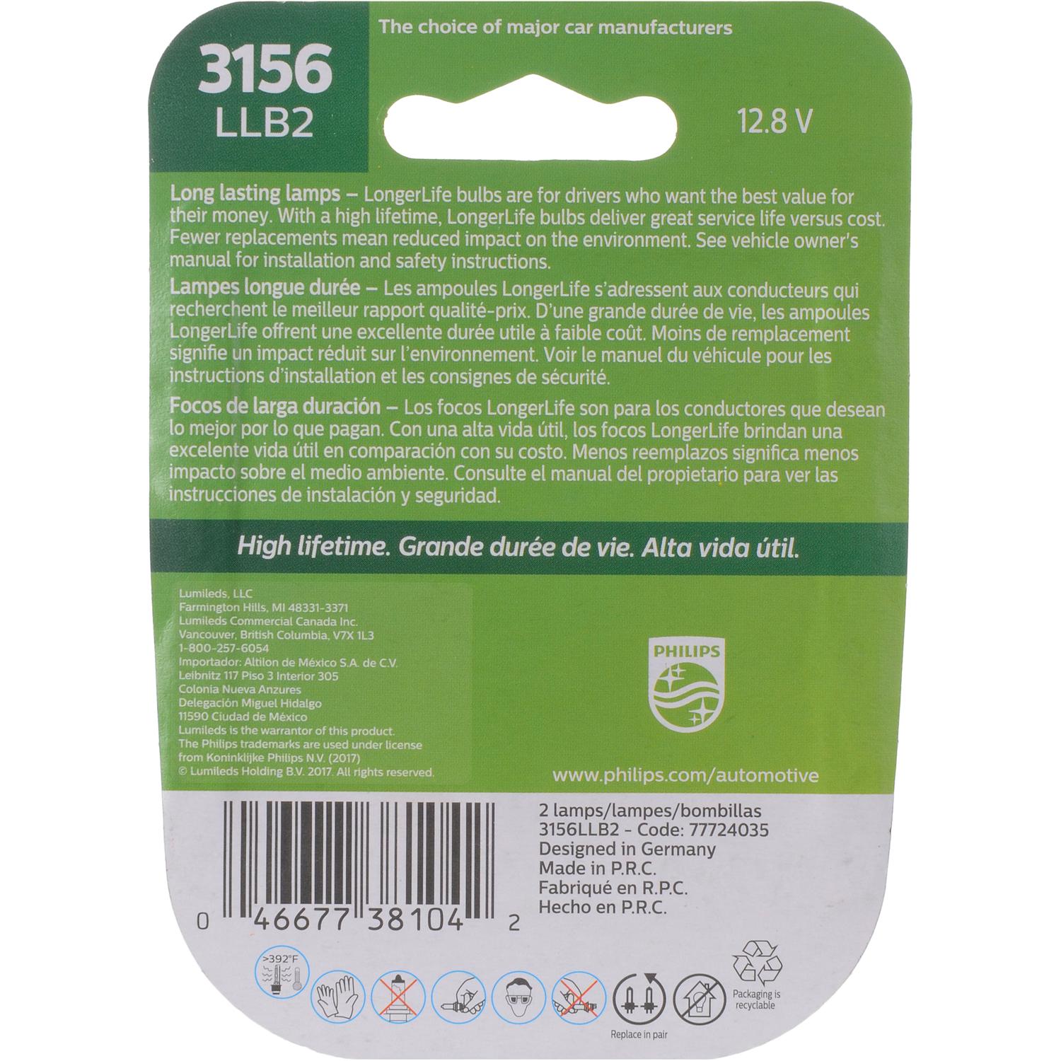Philips 3156LLB2 - Center High Mount Stop Light Bulb Philips 3156LLB2 Back Up Light Bulb product image 6 of 10