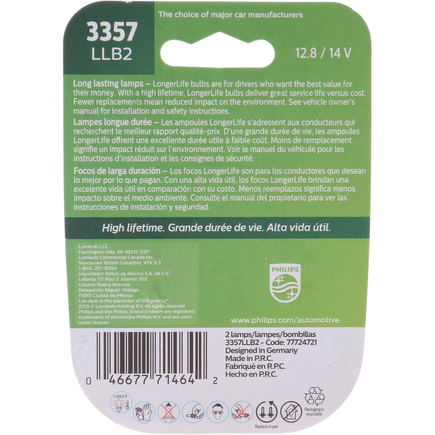 Philips 3357LLB2 - Center High Mount Stop Light Bulb Philips 3357LLB2 Brake Light Bulb product image 6 of 10
