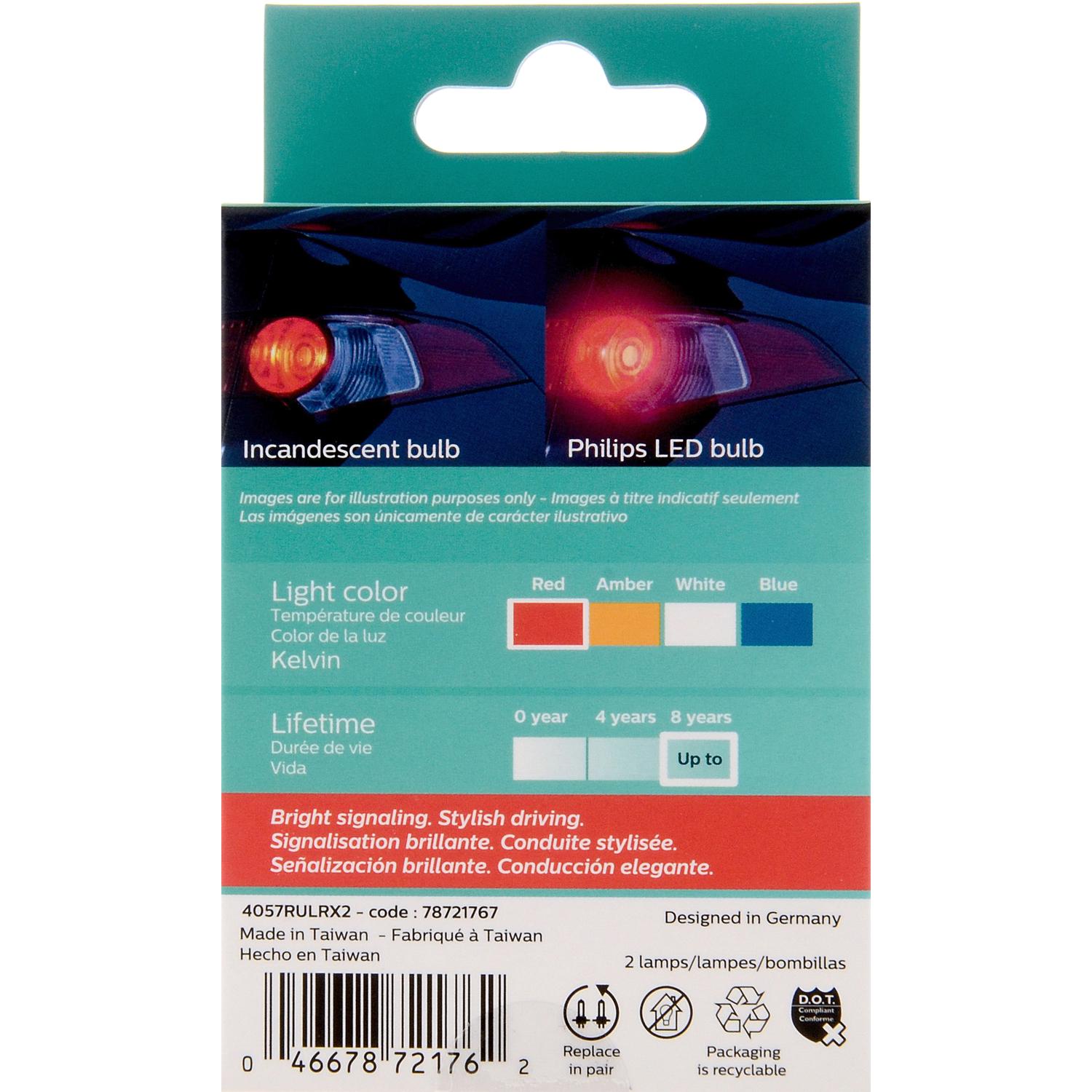 Philips 4057RLED - Multi Purpose Light Bulb Philips 4057RLED Brake Light Bulb product image 6 of 10