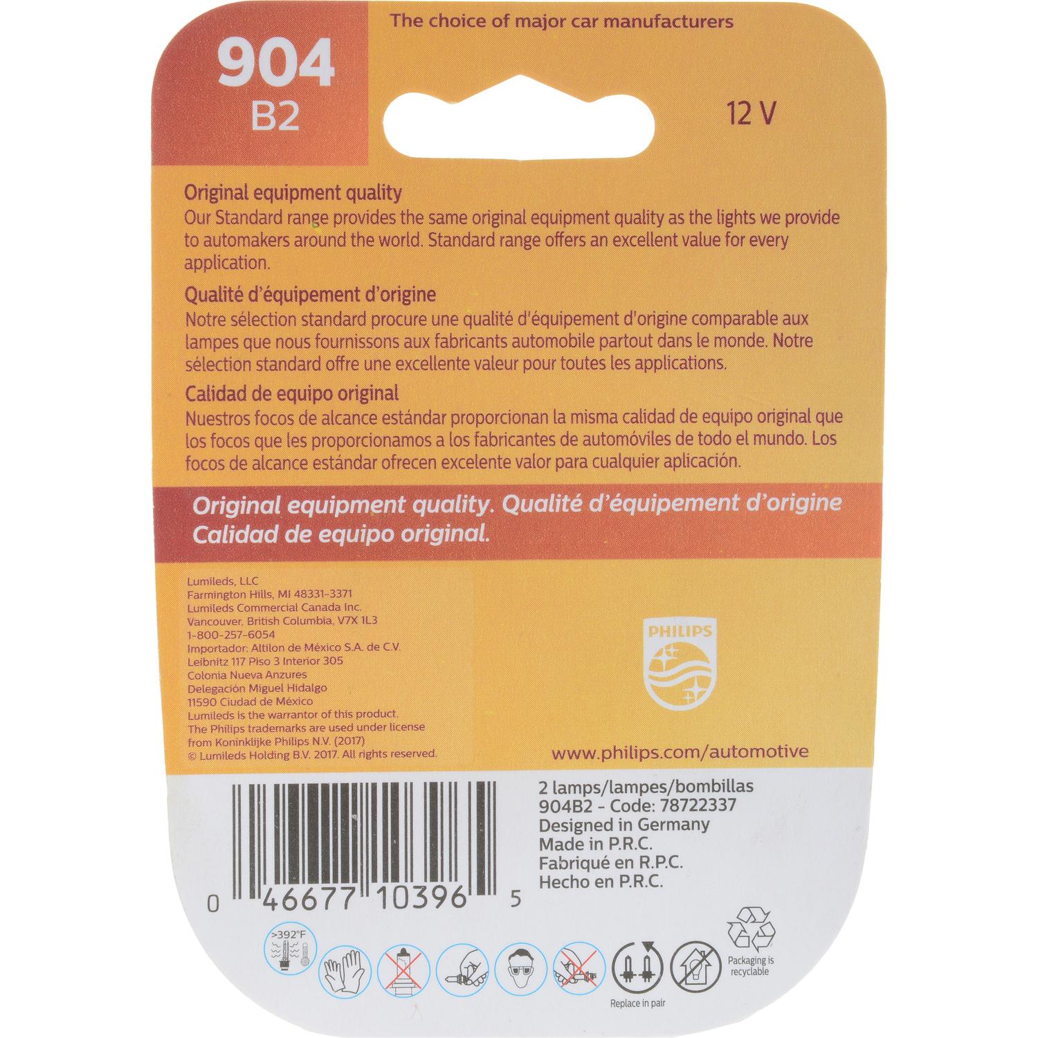 Philips 904B2 - Center High Mount Stop Light Bulb Philips 904B2 Back Up Light Bulb product image 6 of 10