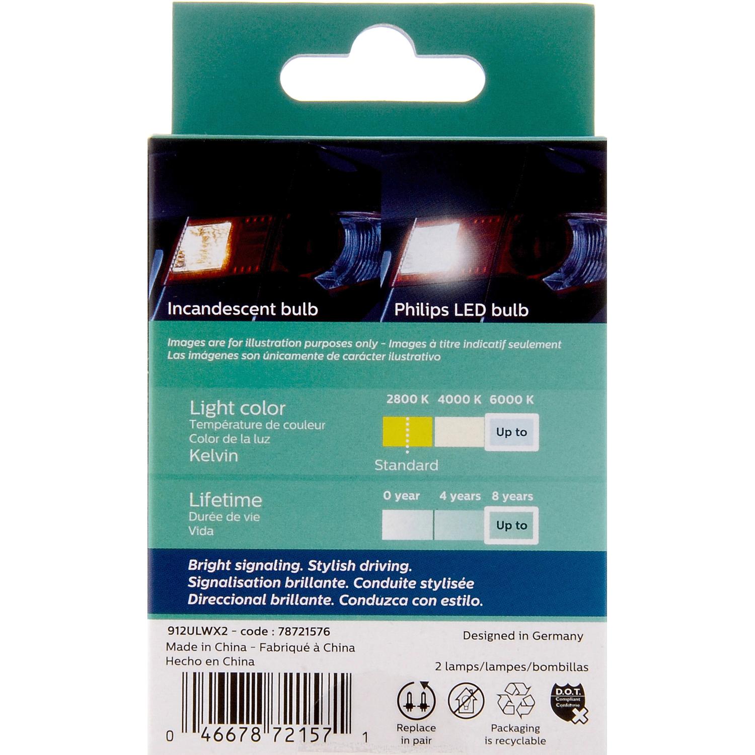 Philips 912WLED - Multi Purpose Light Bulb Philips 912WLED Back Up Light Bulb product image 6 of 10