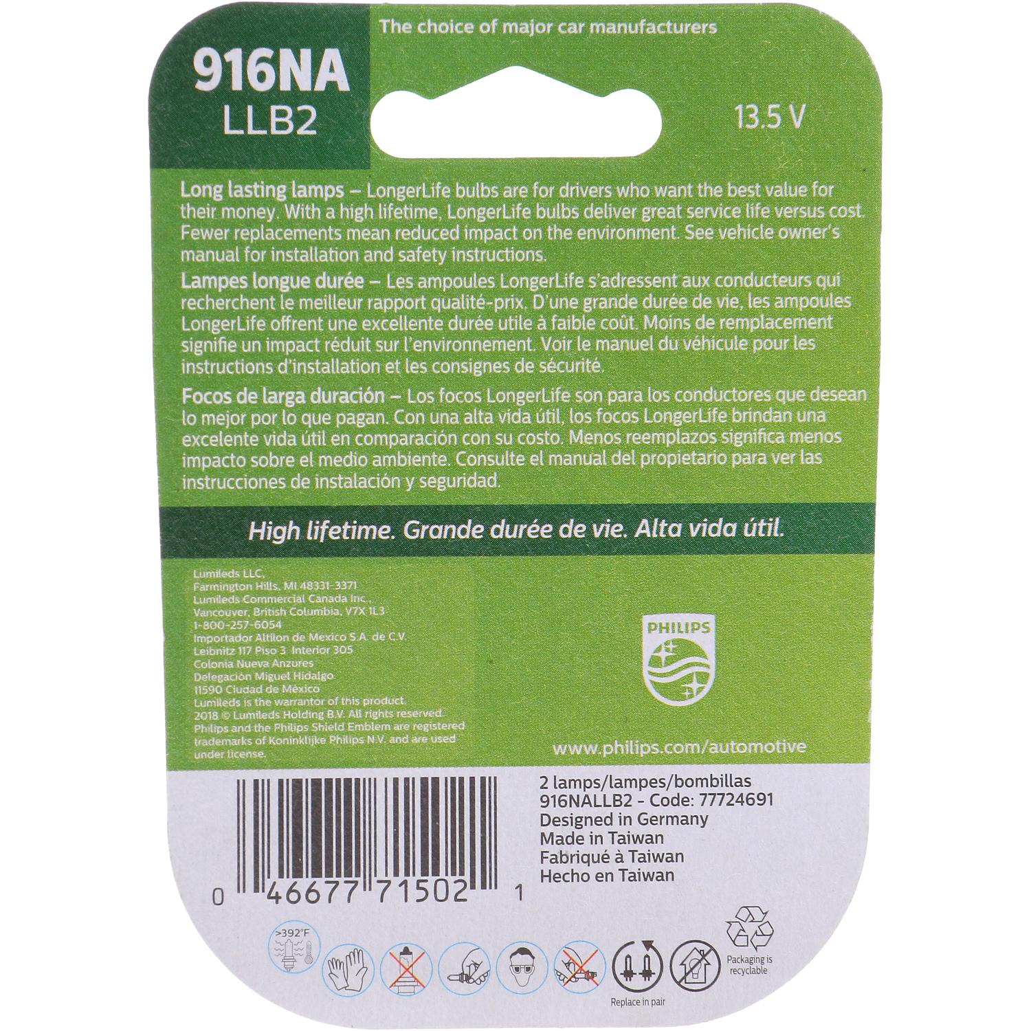 Philips 916NALLB2 - Turn Signal Light Bulb Philips 916NALLB2 Parking Light Bulb product image 6 of 10