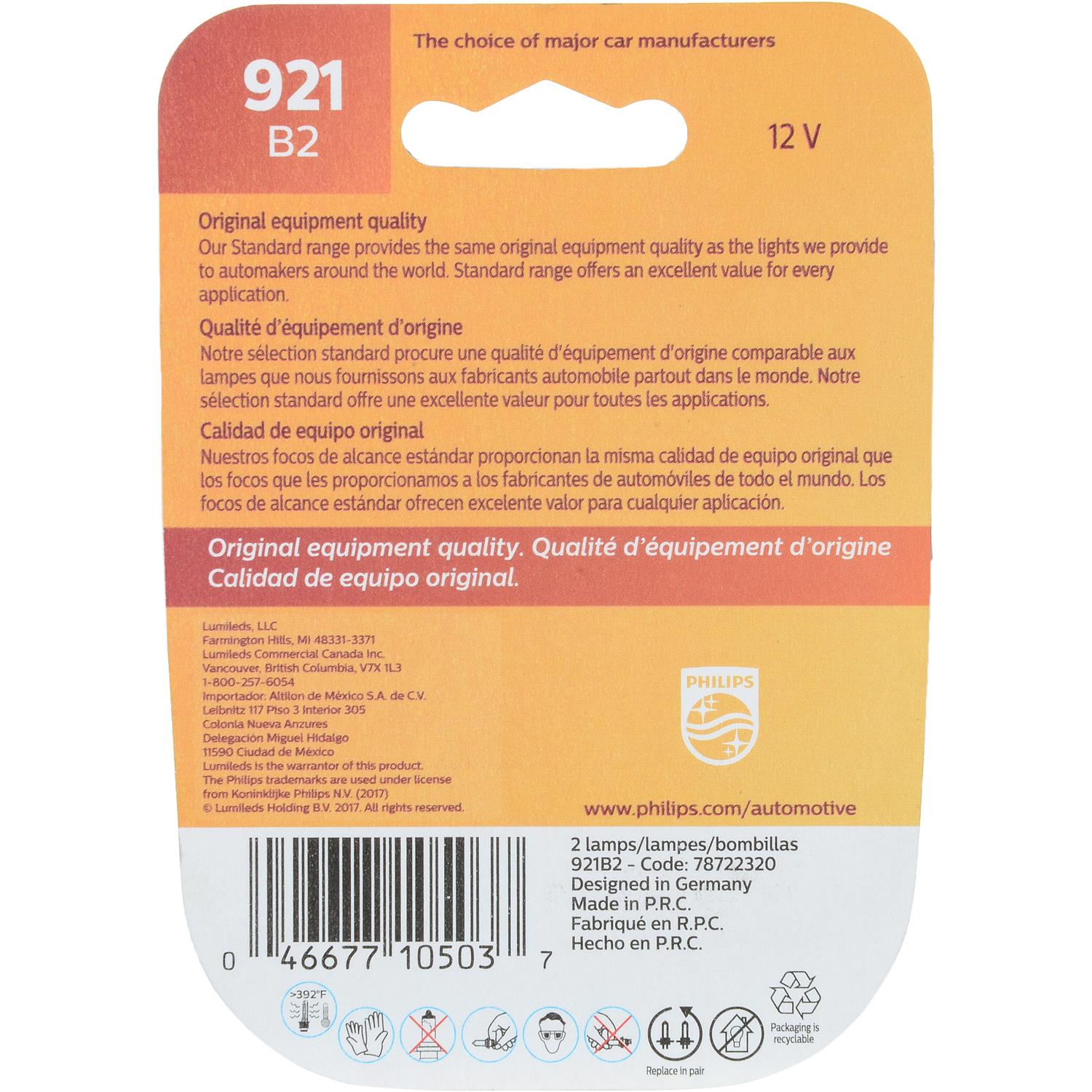 Philips 921B2 - Center High Mount Stop Light Bulb Philips 921B2 Back Up Light Bulb product image 8 of 17
