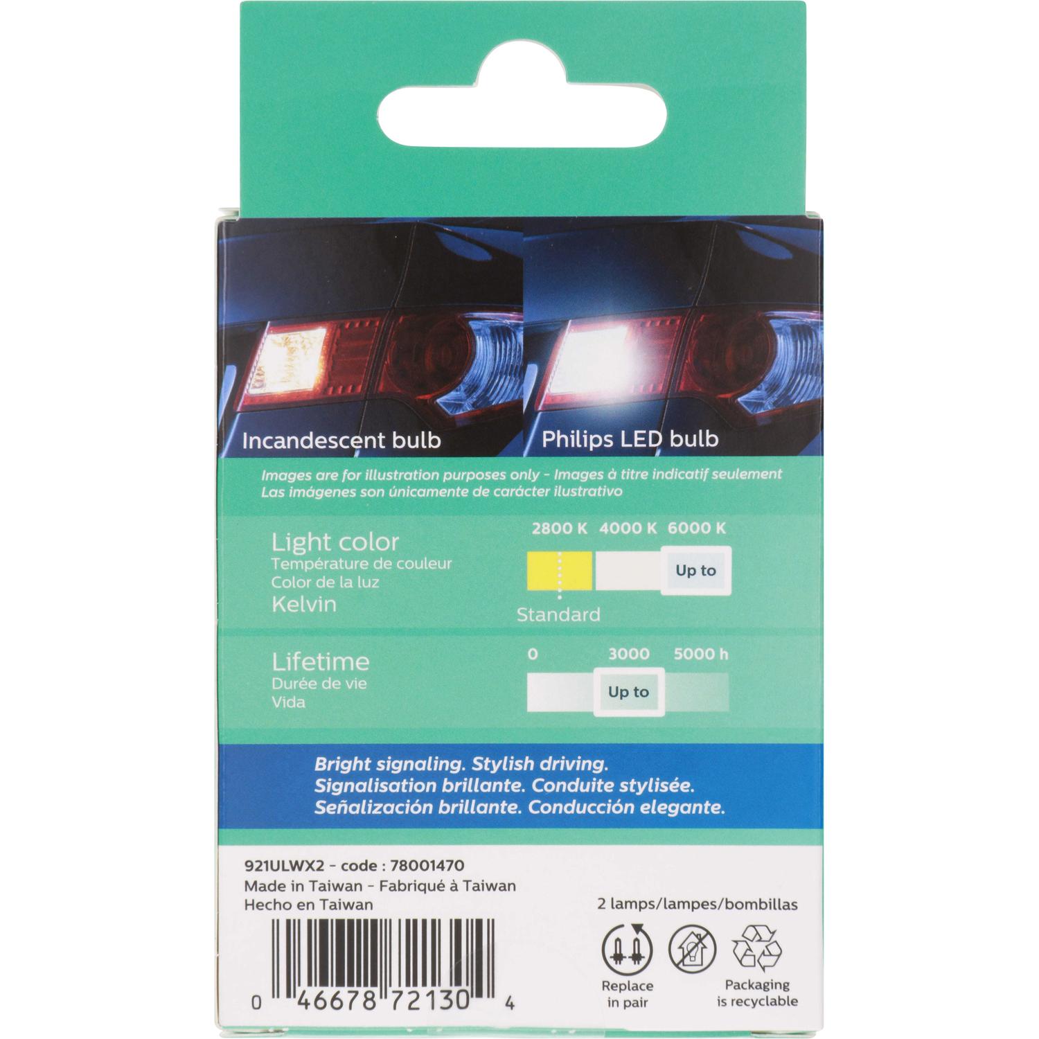Philips 921WLED - Multi Purpose Light Bulb Philips 921WLED Back Up Light Bulb product image 17 of 27