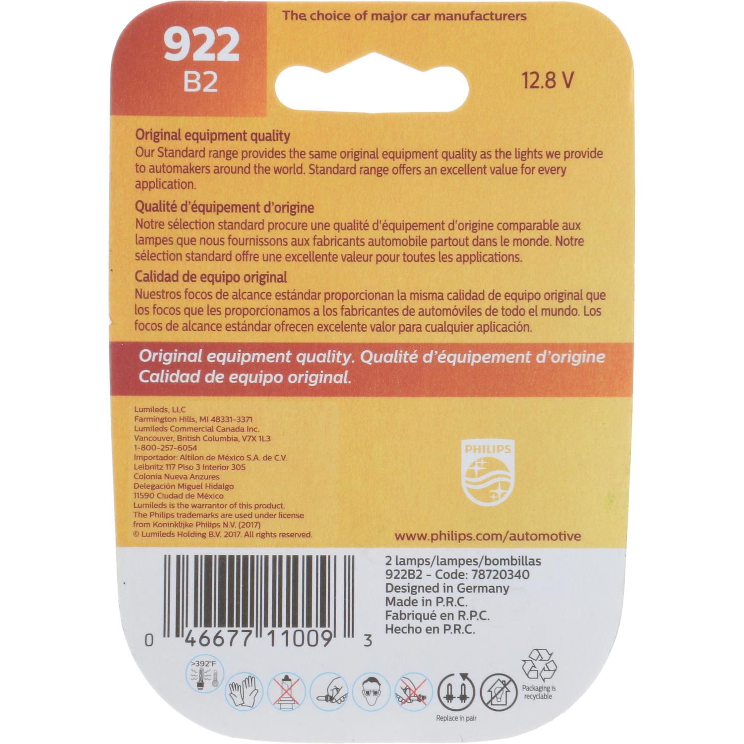 Philips 922B2 Back Up Light Bulb product image 7 of 11