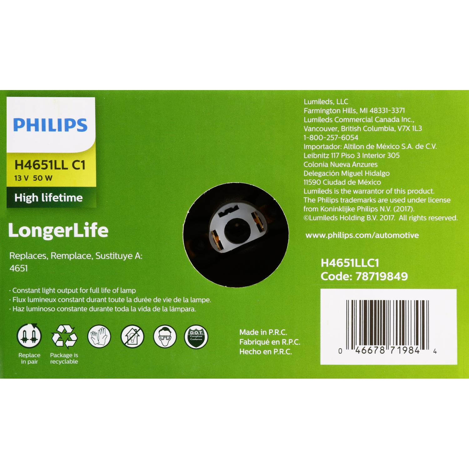 Philips H4651LLC1 - Headlight Bulb Philips H4651LLC1 Headlight Bulb product image 6 of 10