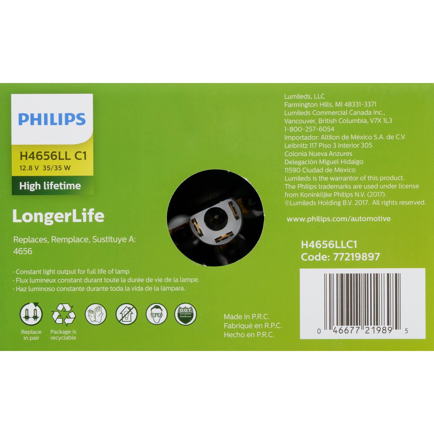 Philips H4656LLC1 - Headlight Bulb Philips H4656LLC1 Headlight Bulb product image 6 of 10