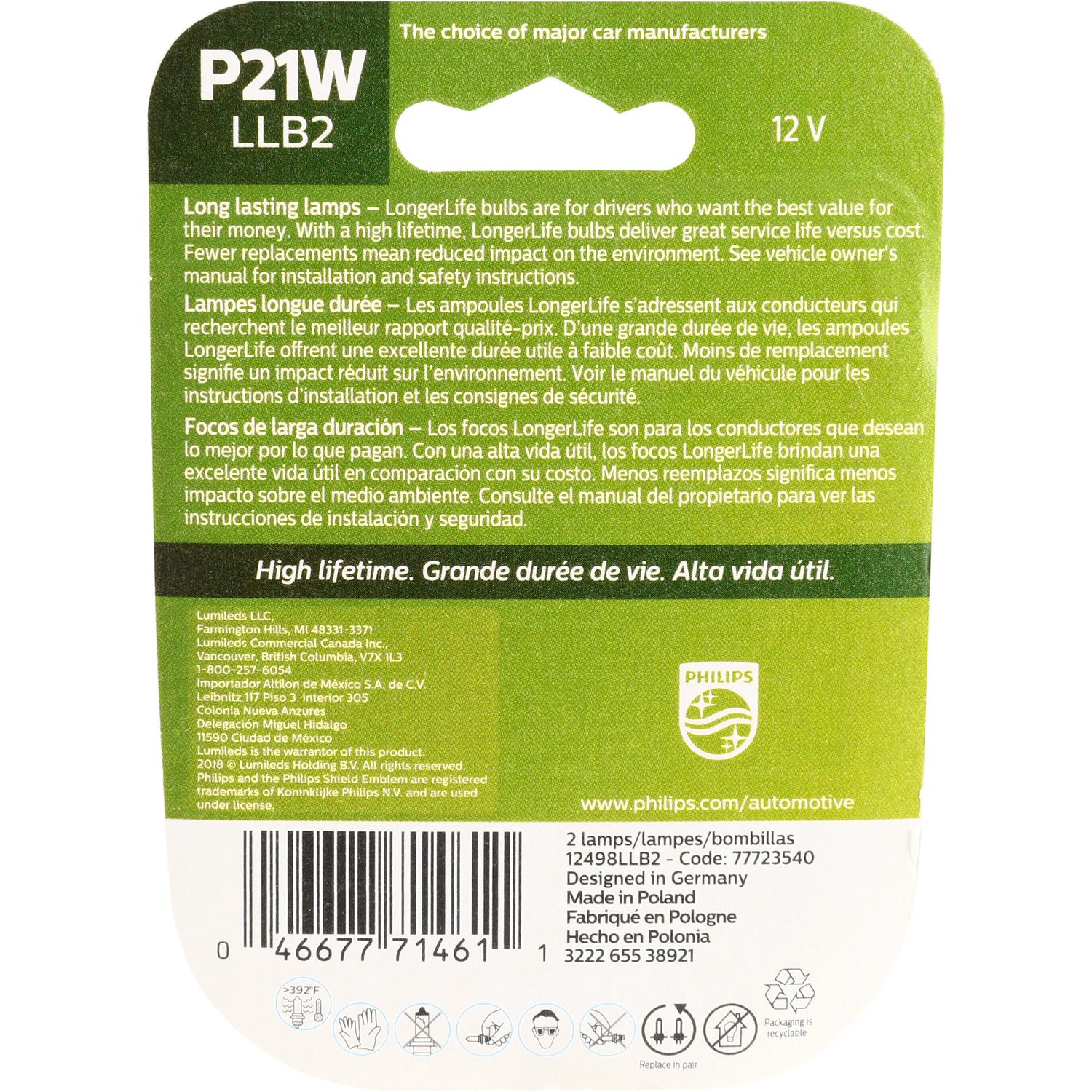 Philips P21WLLB2 - Center High Mount Stop Light Bulb Philips P21WLLB2 Back Up Light Bulb product image 24 of 40