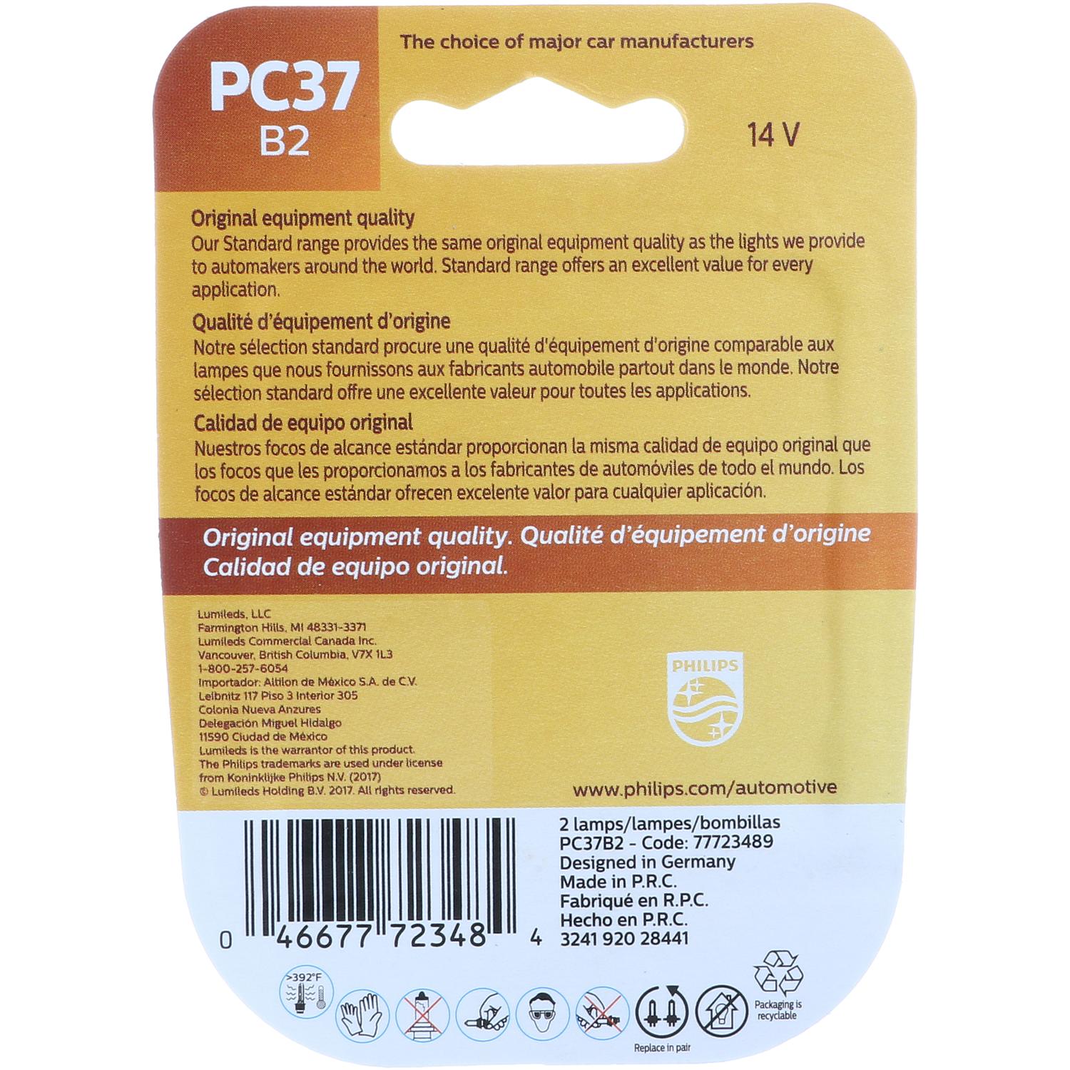 Philips PC37B2 - Instrument Panel Light Bulb Philips PC37B2 Auto Trans Indicator Light Bulb product image 6 of 10