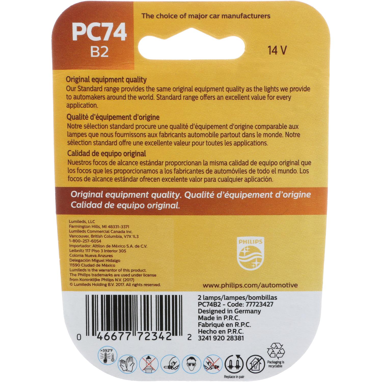Philips PC74B2 Auto Trans Indicator Light Bulb product image 6 of 10