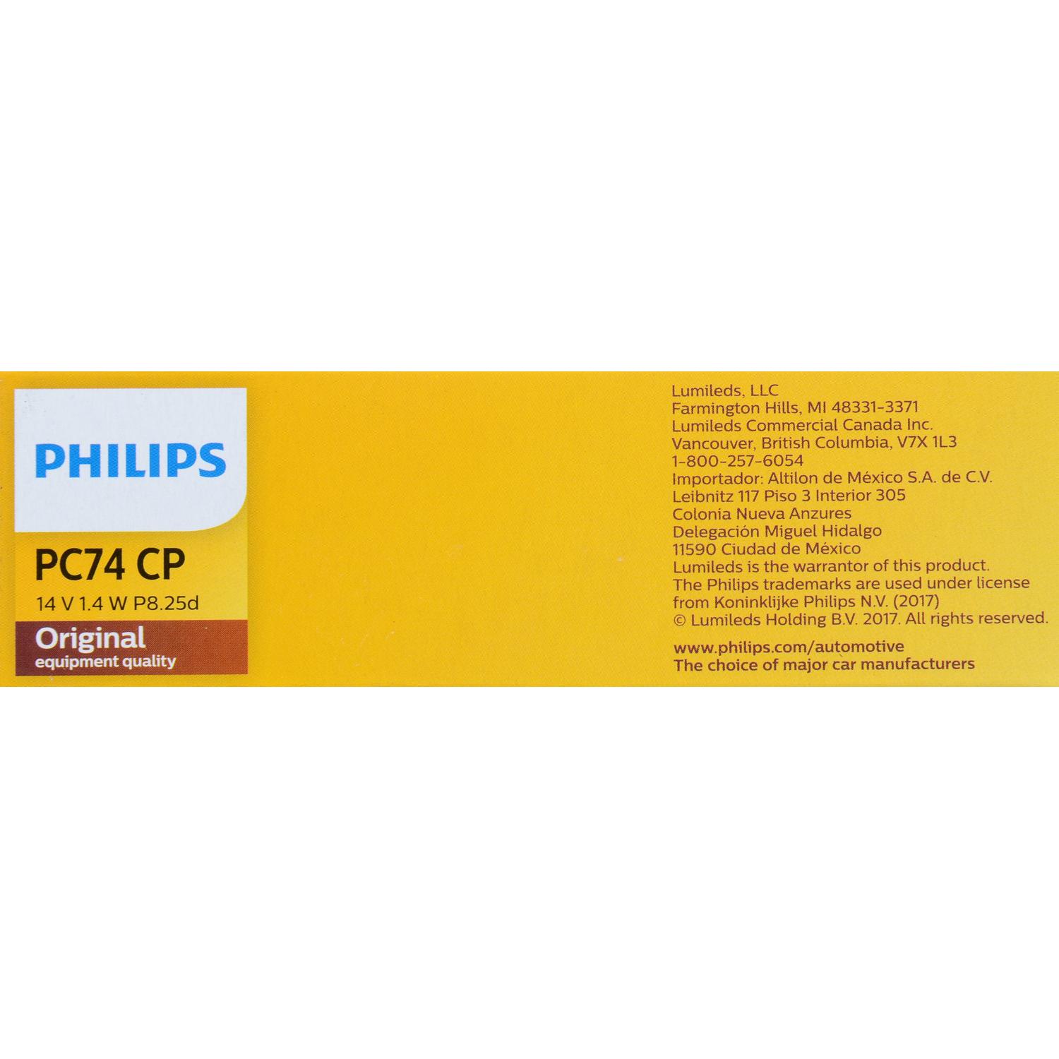 Philips PC74CP - Instrument Panel Light Bulb Philips PC74CP Auto Trans Indicator Light Bulb product image 6 of 10