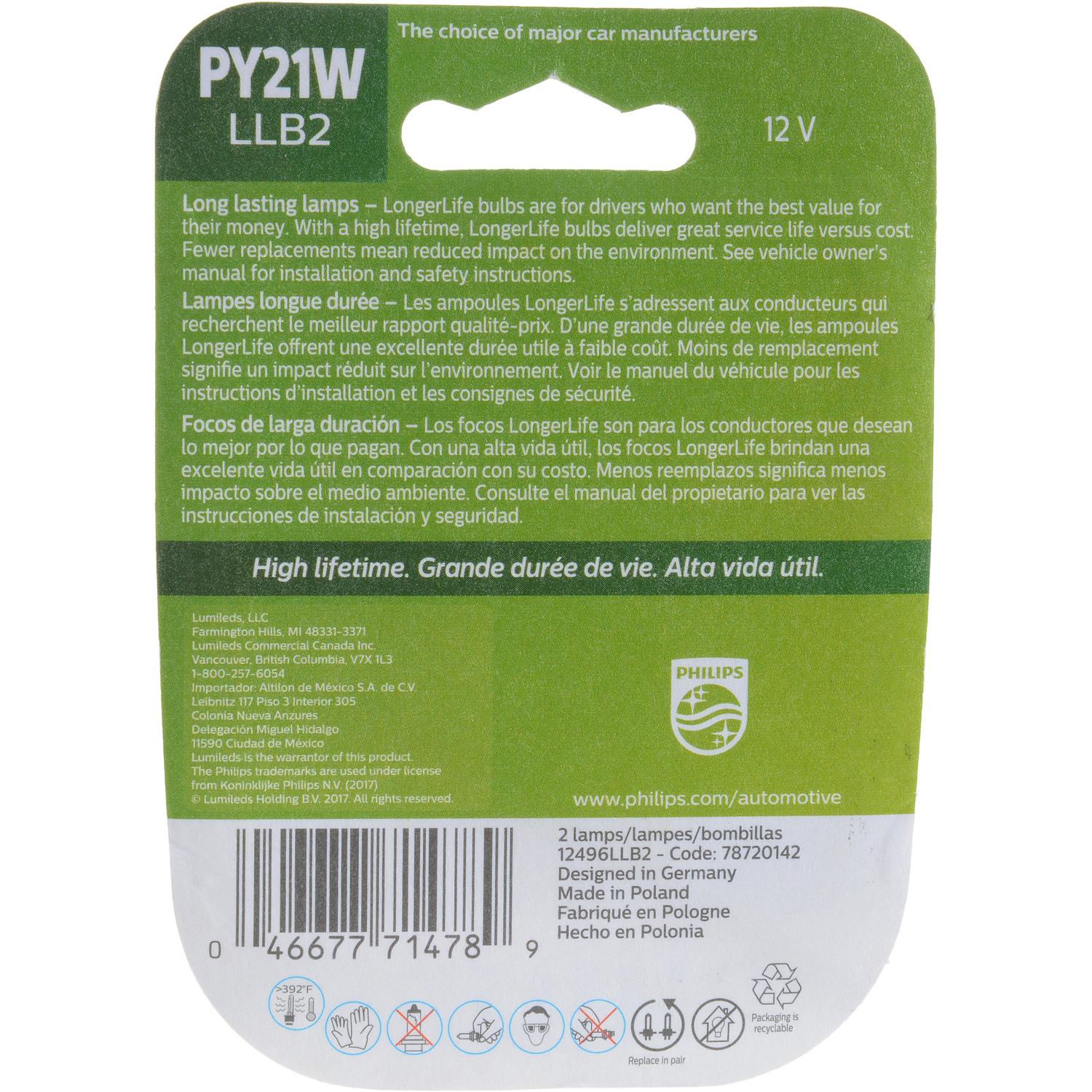 Philips PY21WLLB2 Back Up Light Bulb product image 6 of 10