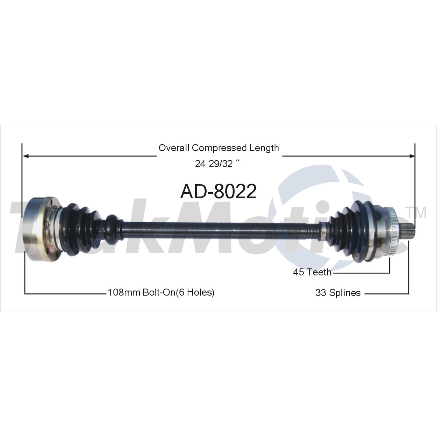TrakMotive AD8022 CV Axle Shaft product image 1 of 3