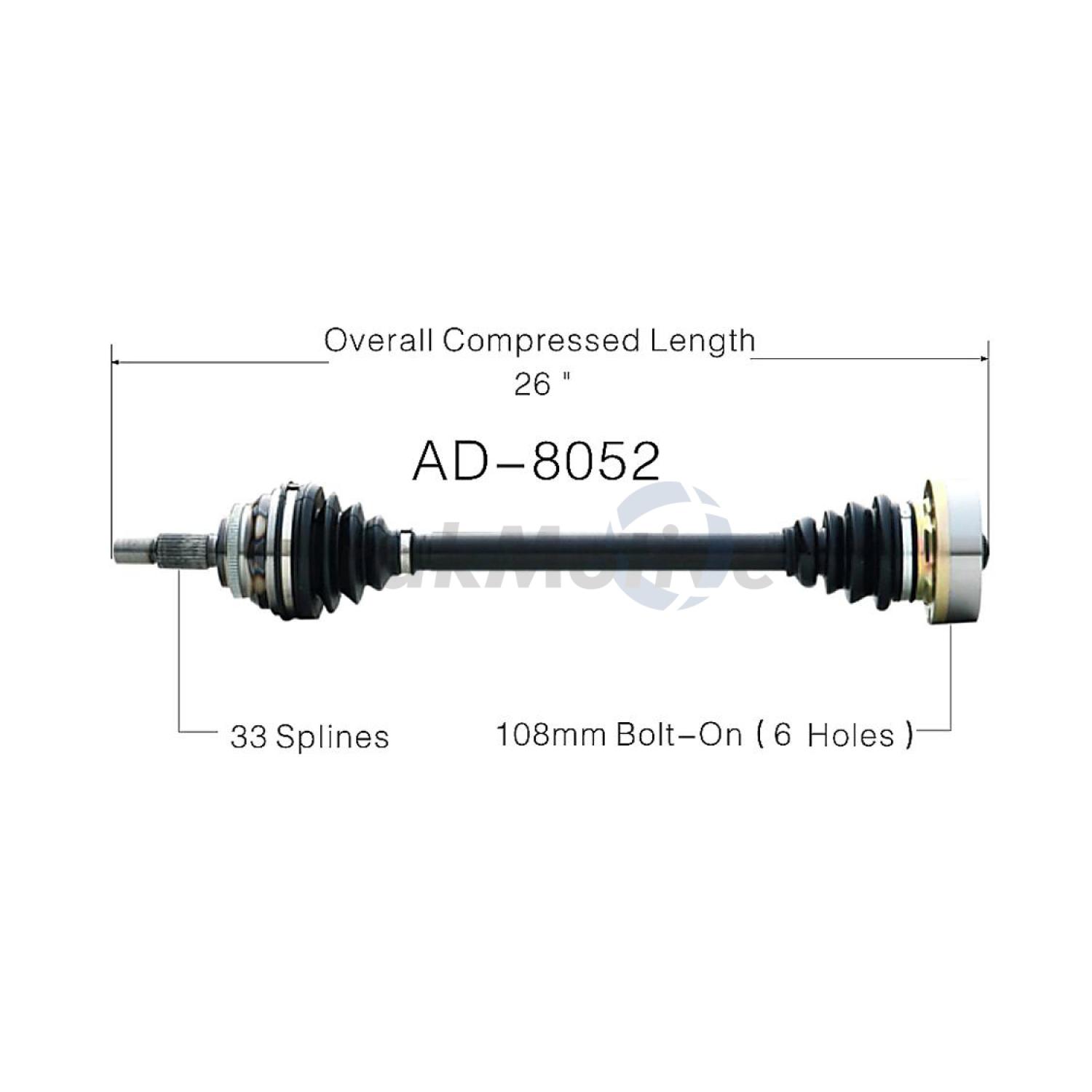 TrakMotive AD8052 CV Axle Shaft product image 1 of 3