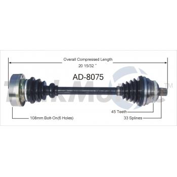 TrakMotive AD8075 CV Axle Shaft product image 1 of 3