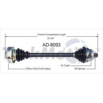 TrakMotive AD8093 CV Axle Shaft product image 1 of 3