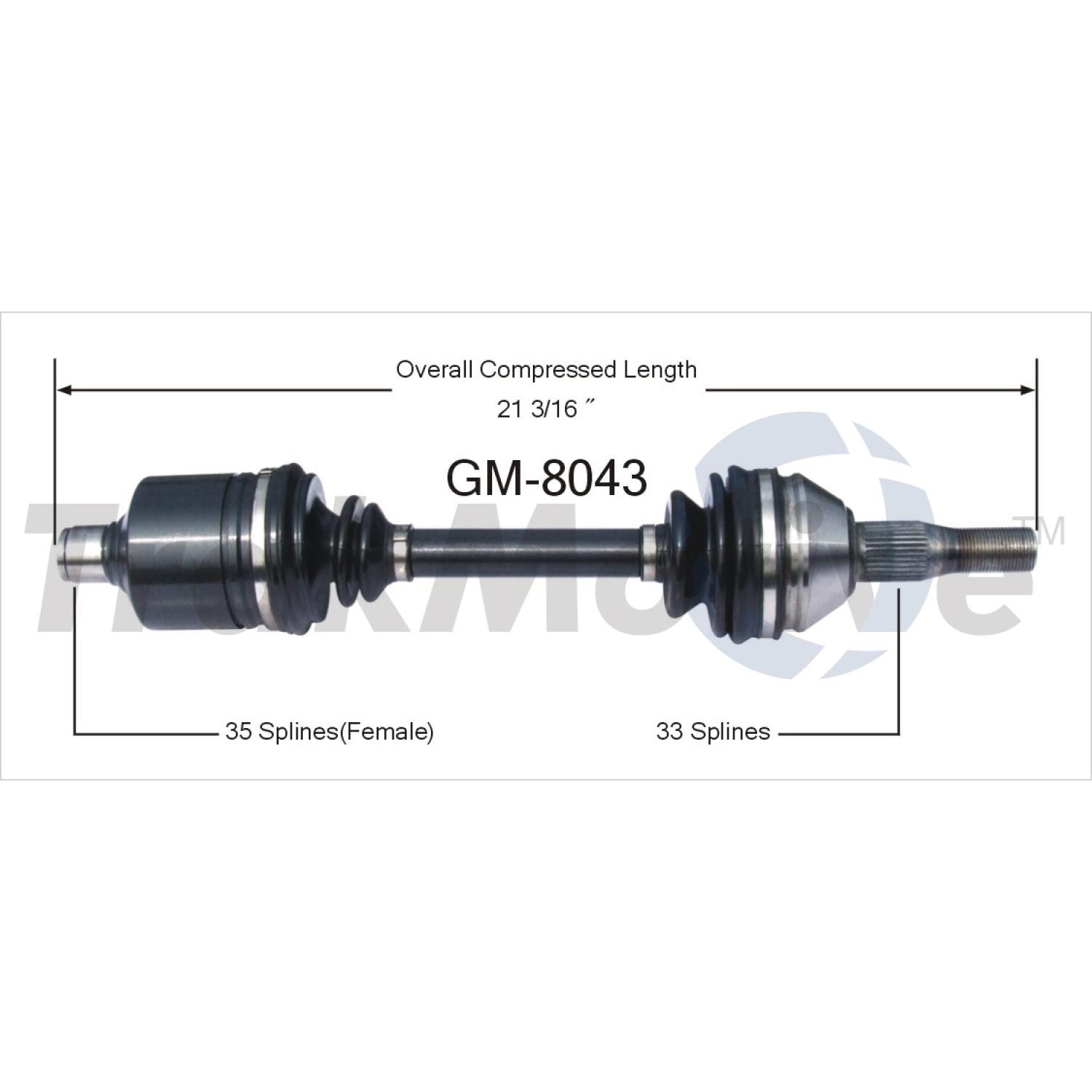 TrakMotive GM8043 CV Axle Shaft product image 1 of 3